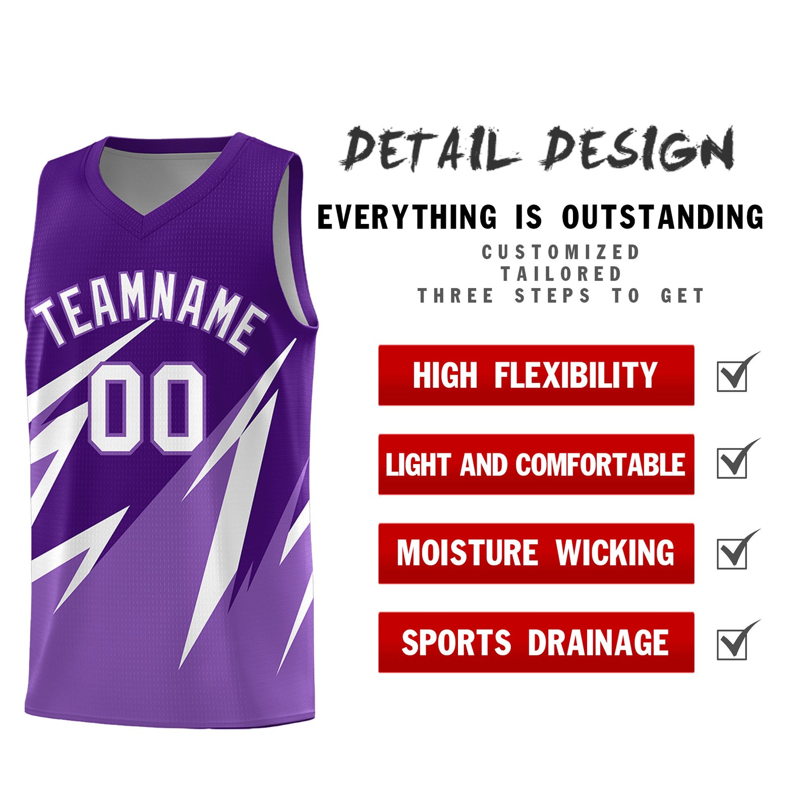 Custom Purple Abstract Mountain Pattern Sports Uniform Basketball Jersey