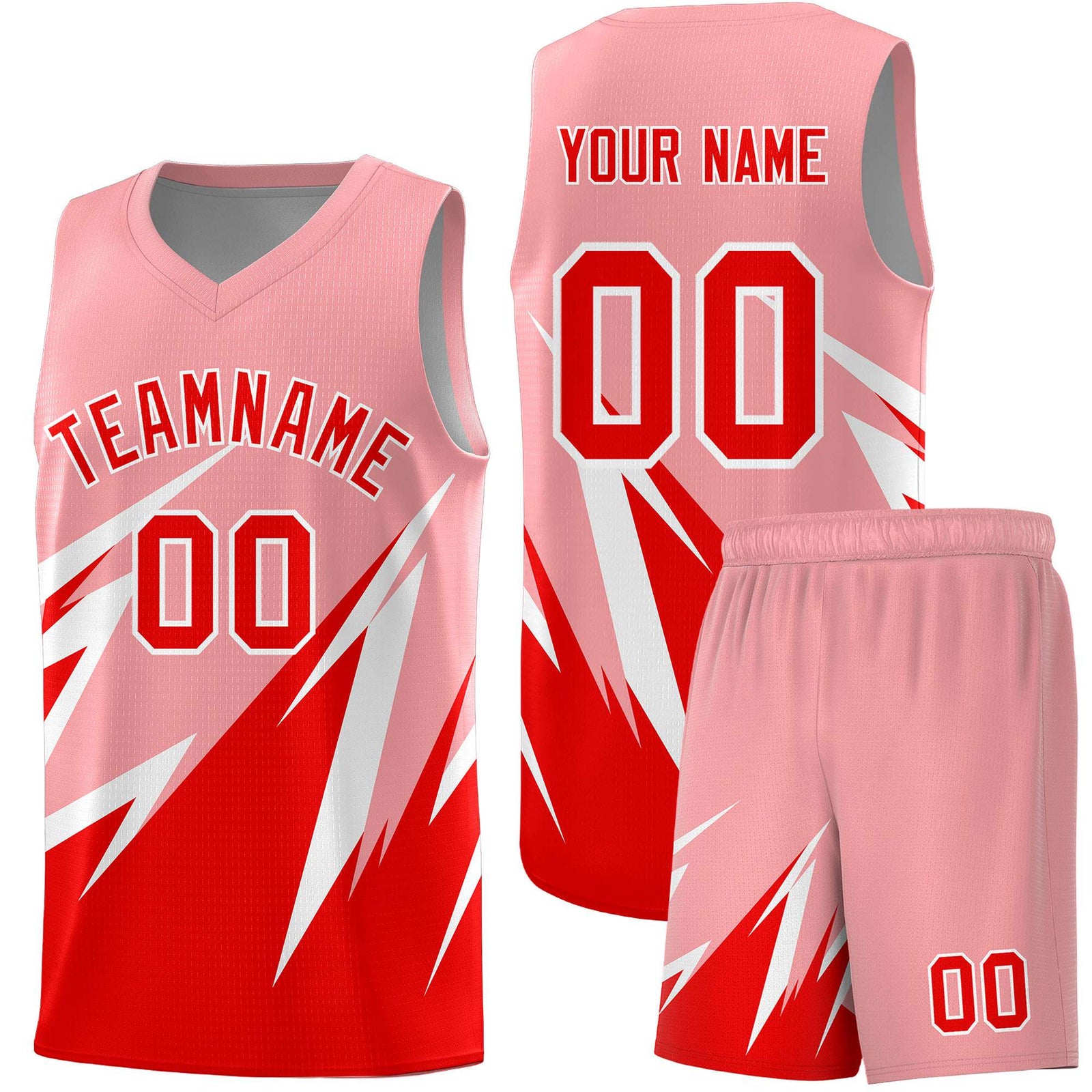 Custom Light Pink Abstract Mountain Pattern Sports Uniform Basketball Jersey