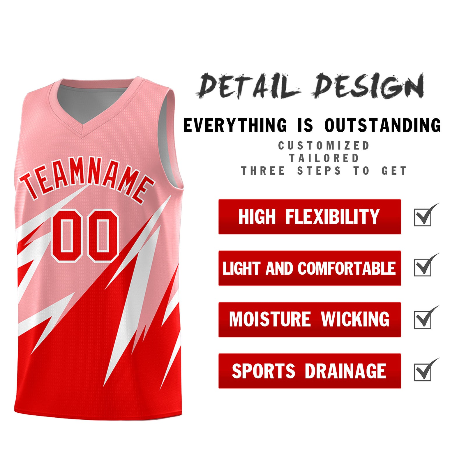 Custom Light Pink Abstract Mountain Pattern Sports Uniform Basketball Jersey