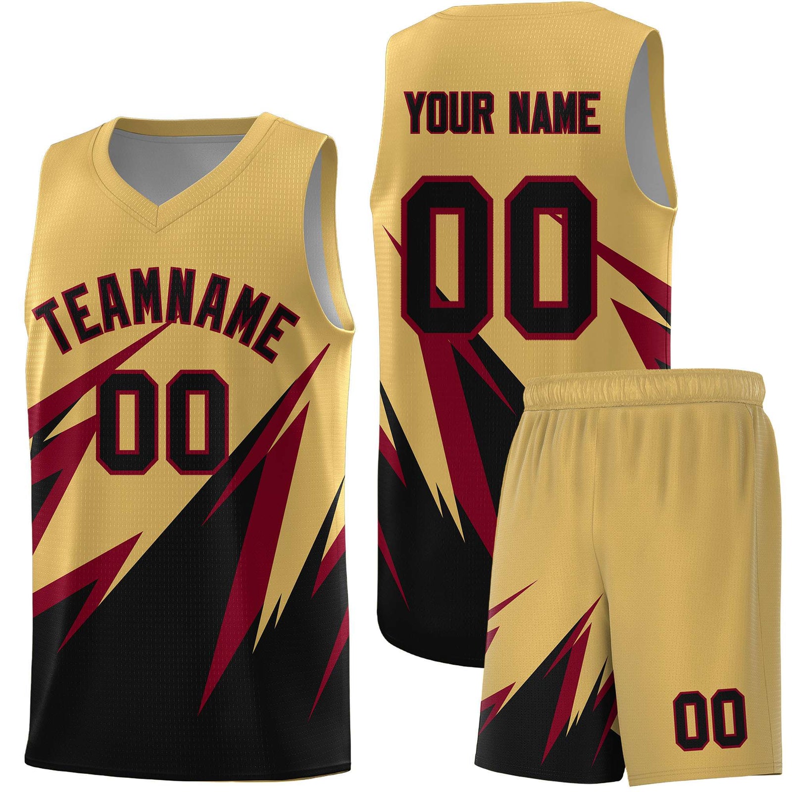 Custom Old Gold Abstract Mountain Pattern Sports Uniform Basketball Jersey