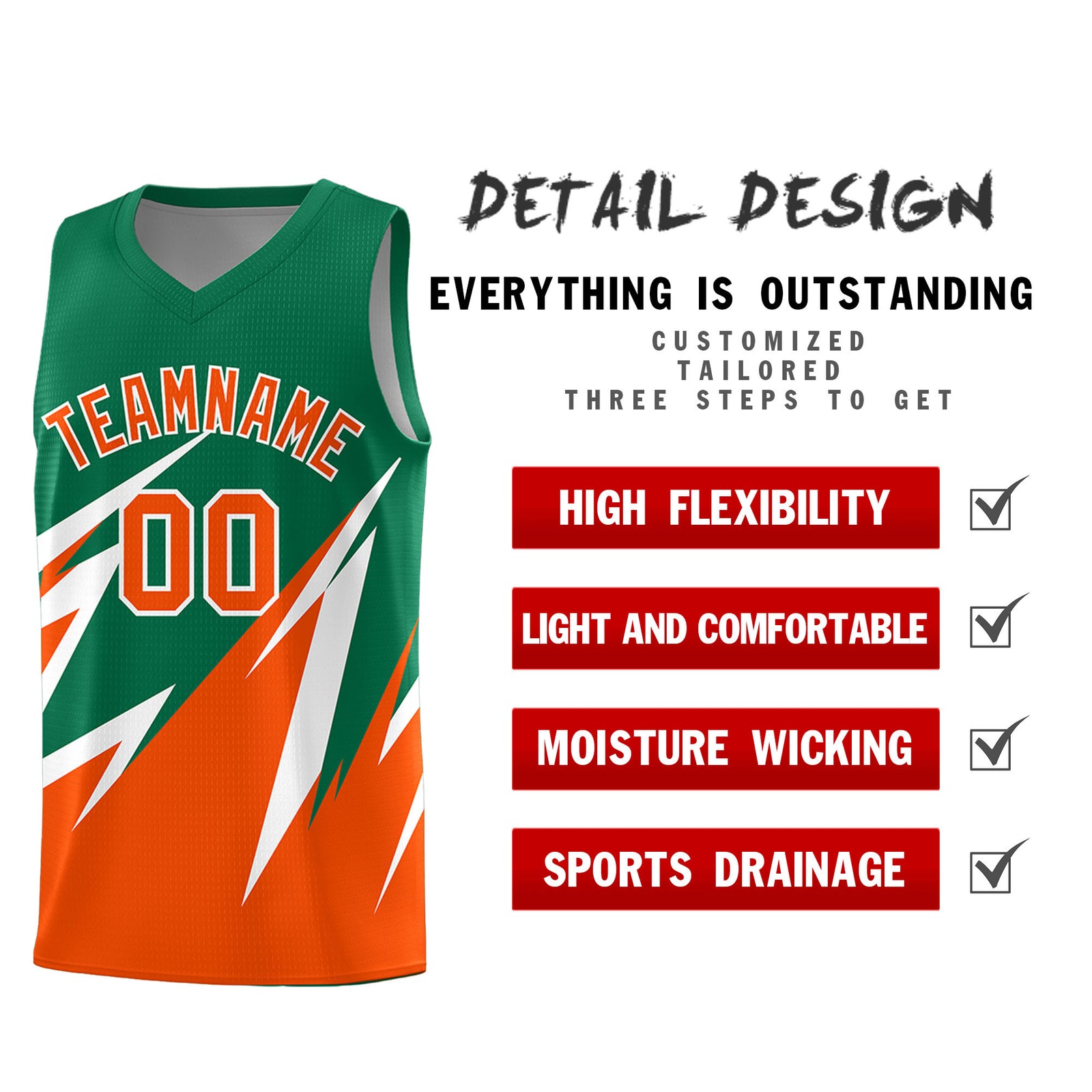 Custom Kelly Green Abstract Mountain Pattern Sports Uniform Basketball Jersey