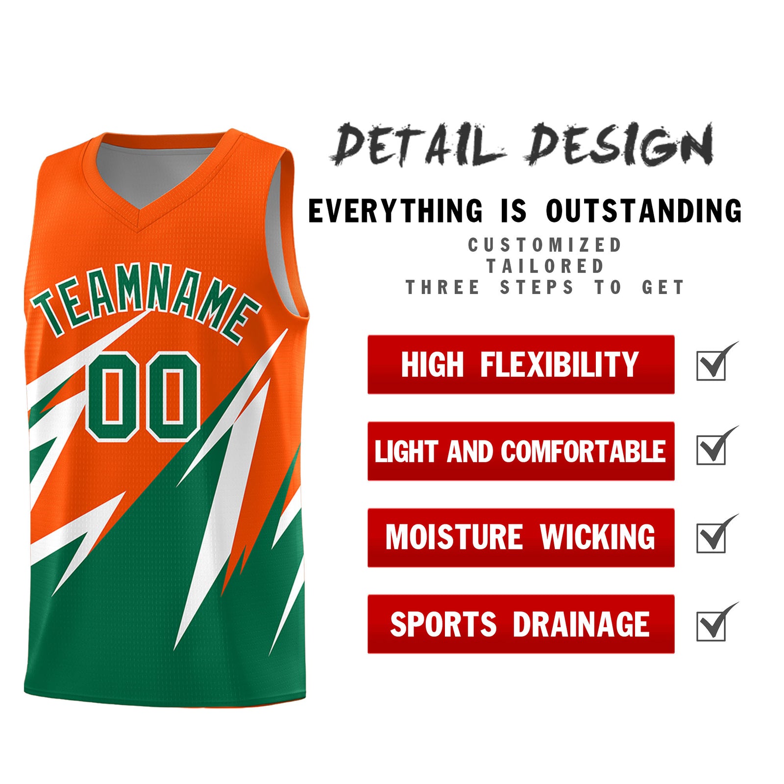 Custom Orange Abstract Mountain Pattern Sports Uniform Basketball Jersey