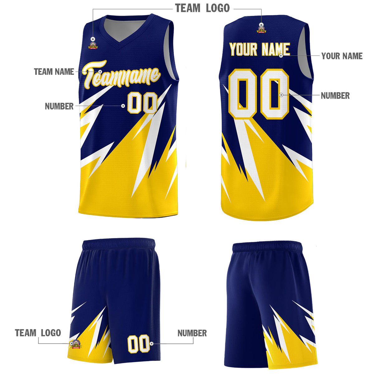 Custom Navy Abstract Mountain Pattern Sports Uniform Basketball Jersey