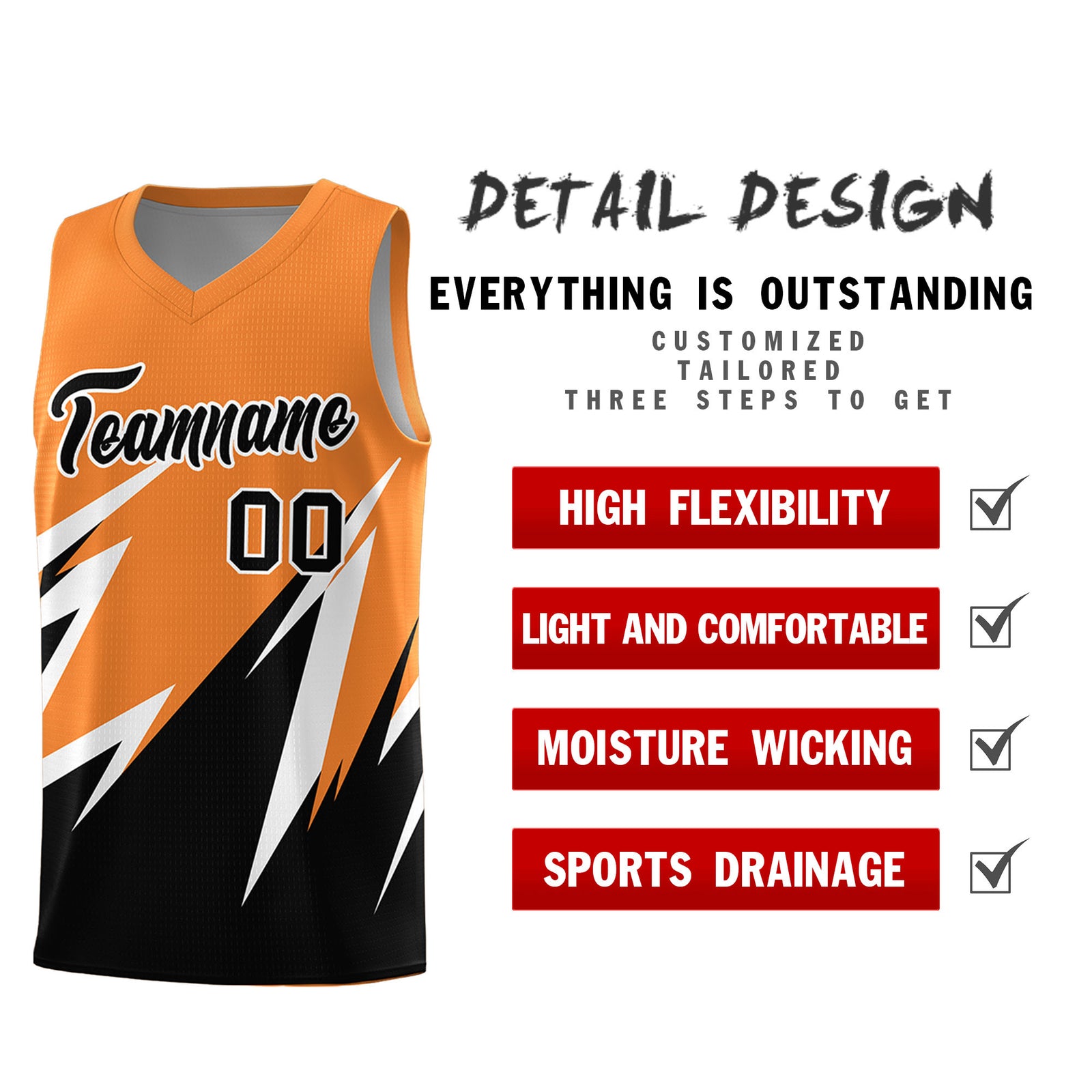 Custom Gold Orange Abstract Mountain Pattern Sports Uniform Basketball Jersey