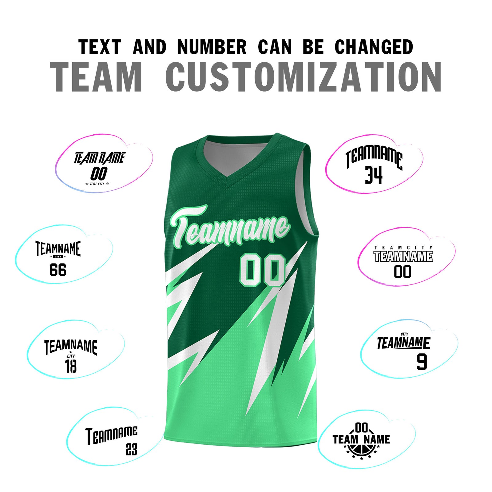 Custom Kelly Green Abstract Mountain Pattern Sports Uniform Basketball Jersey