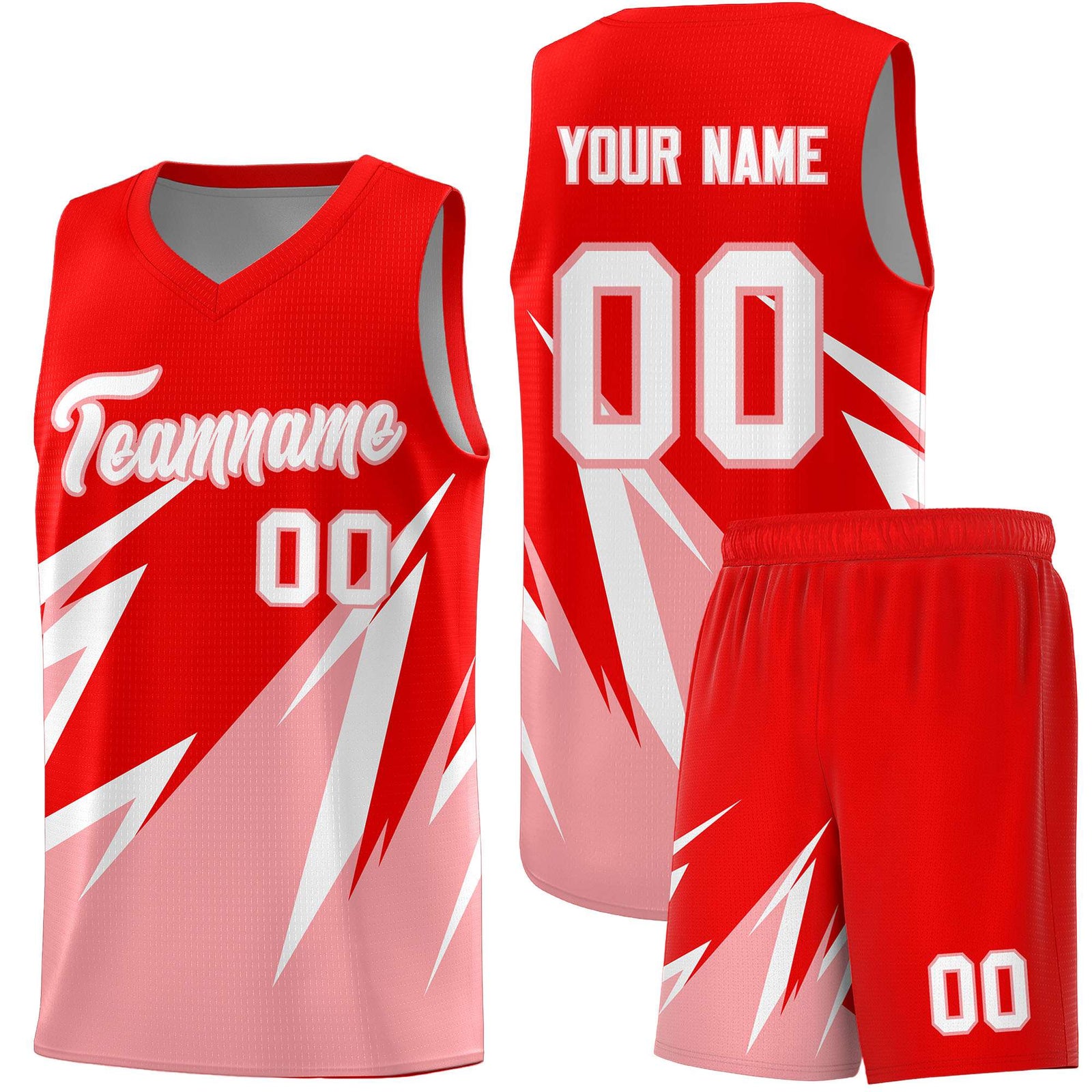 Custom Light Red Abstract Mountain Pattern Sports Uniform Basketball Jersey