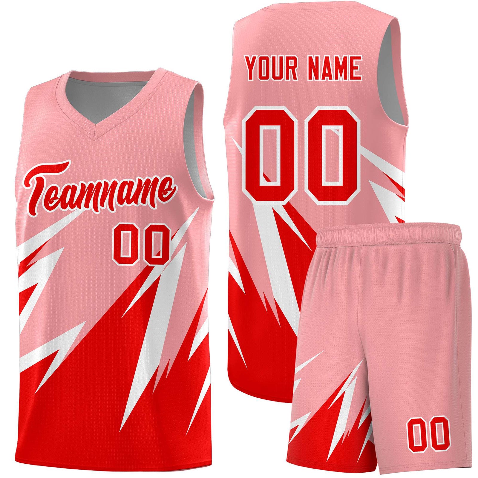 Custom Light Pink Abstract Mountain Pattern Sports Uniform Basketball Jersey