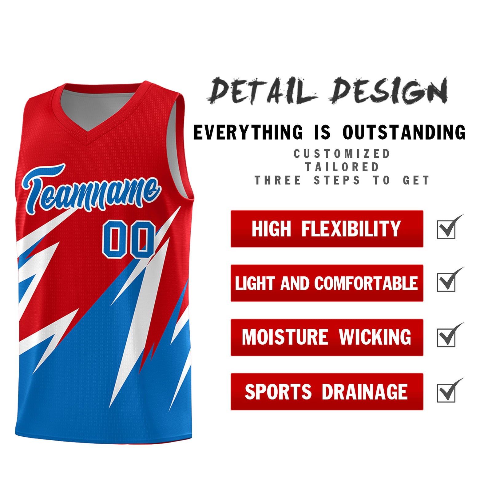 Custom Red Abstract Mountain Pattern Sports Uniform Basketball Jersey