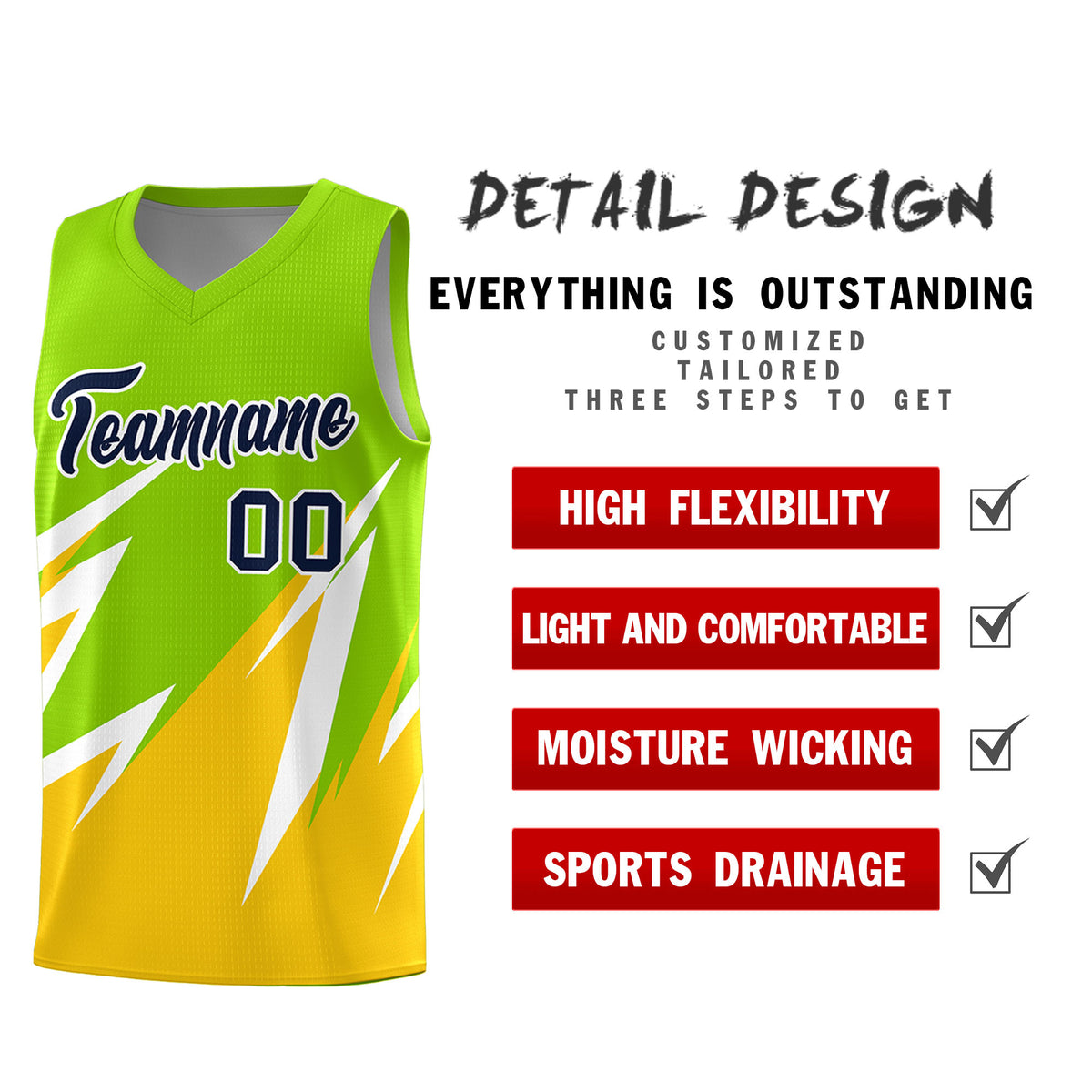 Custom Neon Green Abstract Mountain Pattern Sports Uniform Basketball Jersey