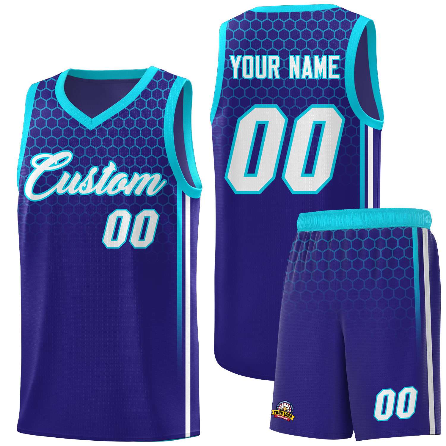 Custom Royal Personalized Honeycomb Pattern Sports Uniform Basketball Jersey