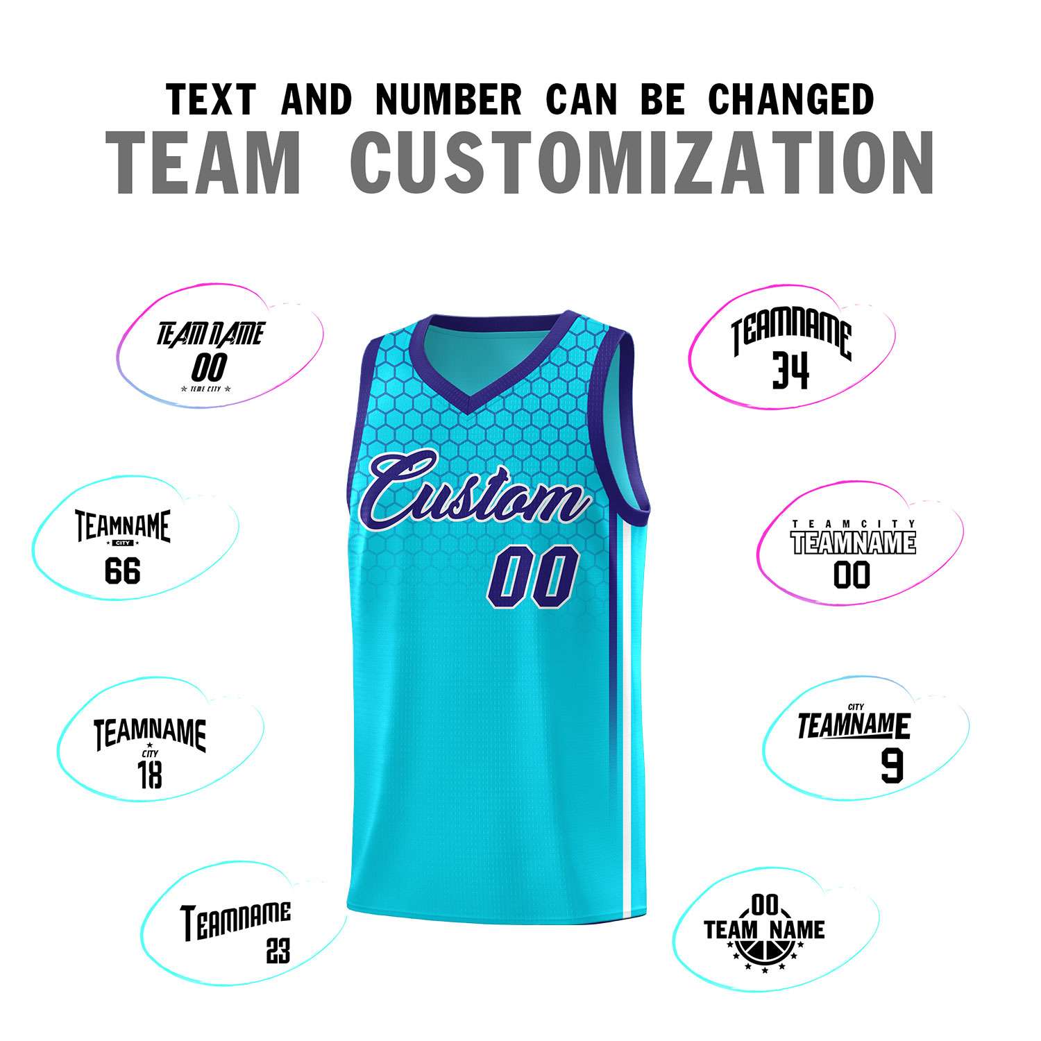 Custom Powder Blue Personalized Honeycomb Pattern Sports Uniform Basketball Jersey