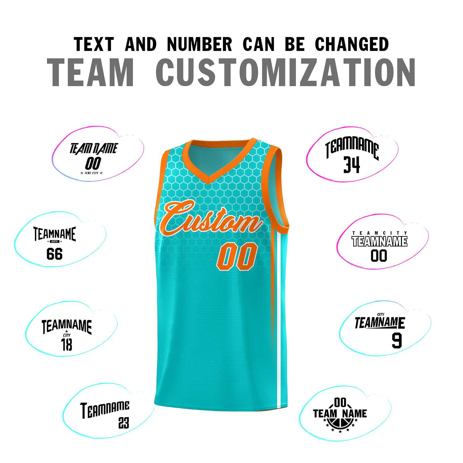 Custom Sky Blue Personalized Honeycomb Pattern Sports Uniform Basketball Jersey