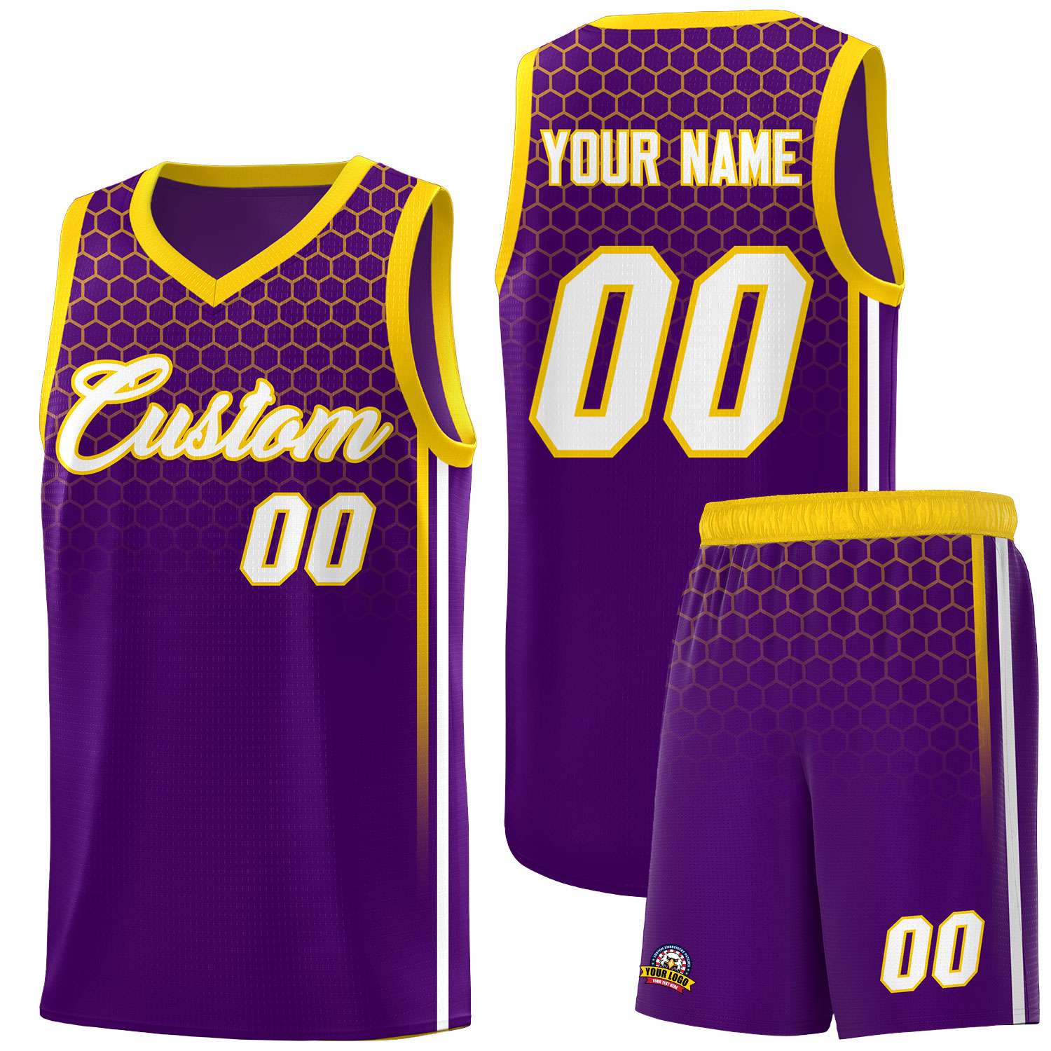 Custom Purple Personalized Honeycomb Pattern Sports Uniform Basketball Jersey