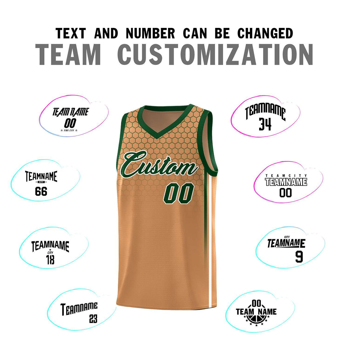 Custom Light Brown Personalized Honeycomb Pattern Sports Uniform Basketball Jersey