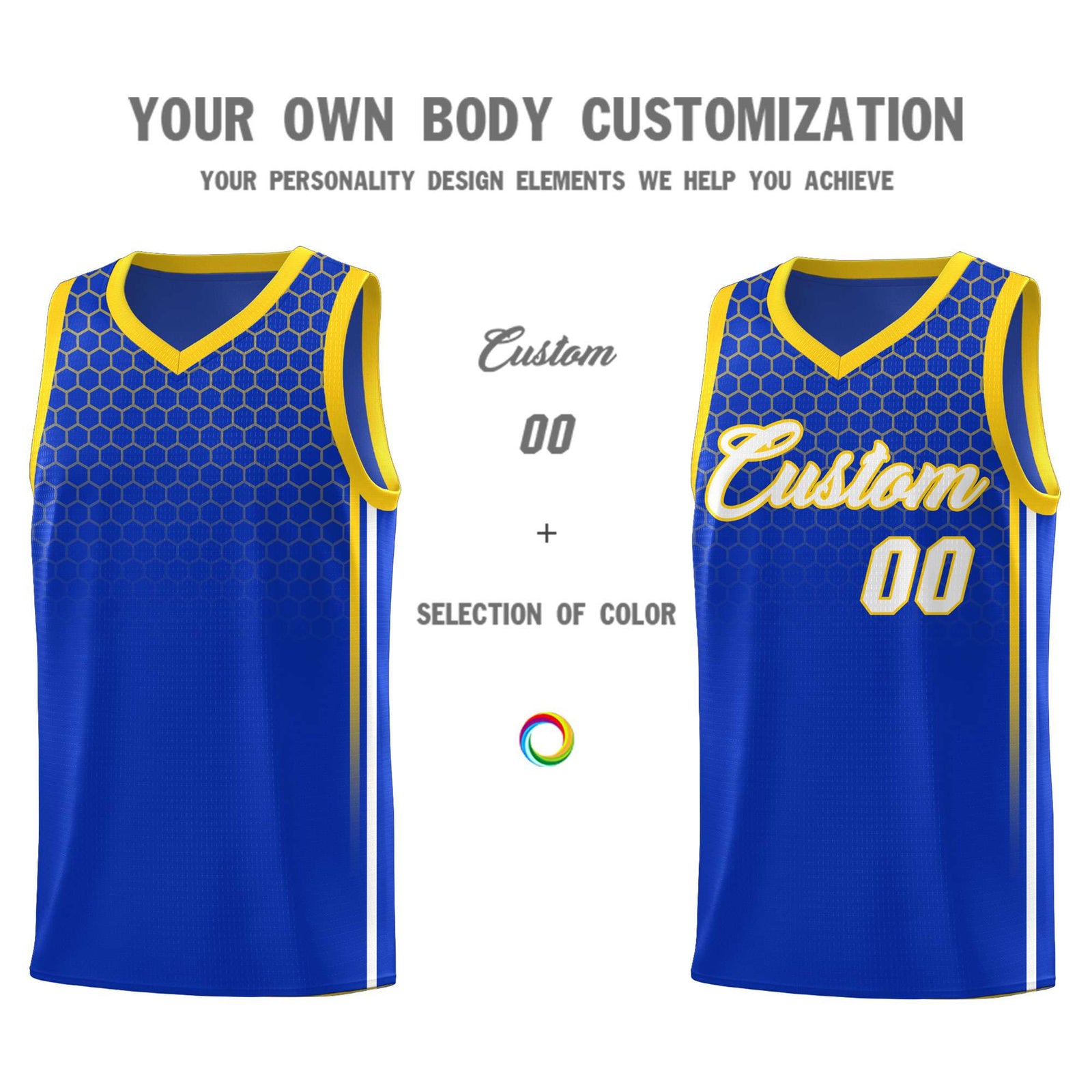 Custom Royal Personalized Honeycomb Pattern Sports Uniform Basketball Jersey