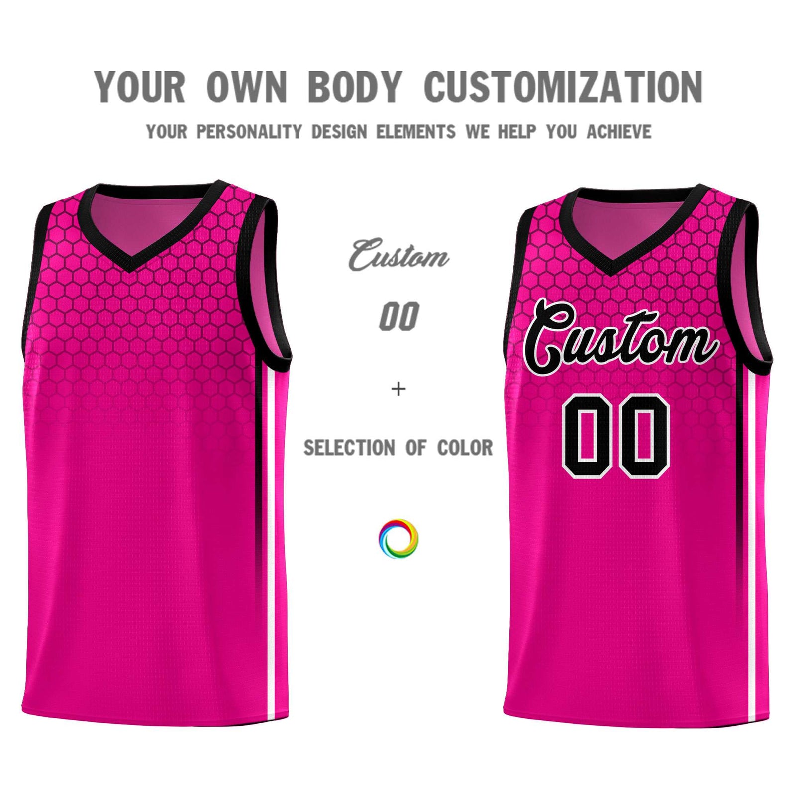 Custom Pink Personalized Honeycomb Pattern Sports Uniform Basketball Jersey