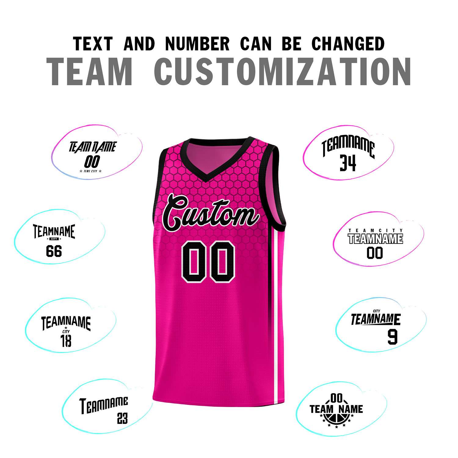 Custom Pink Personalized Honeycomb Pattern Sports Uniform Basketball Jersey