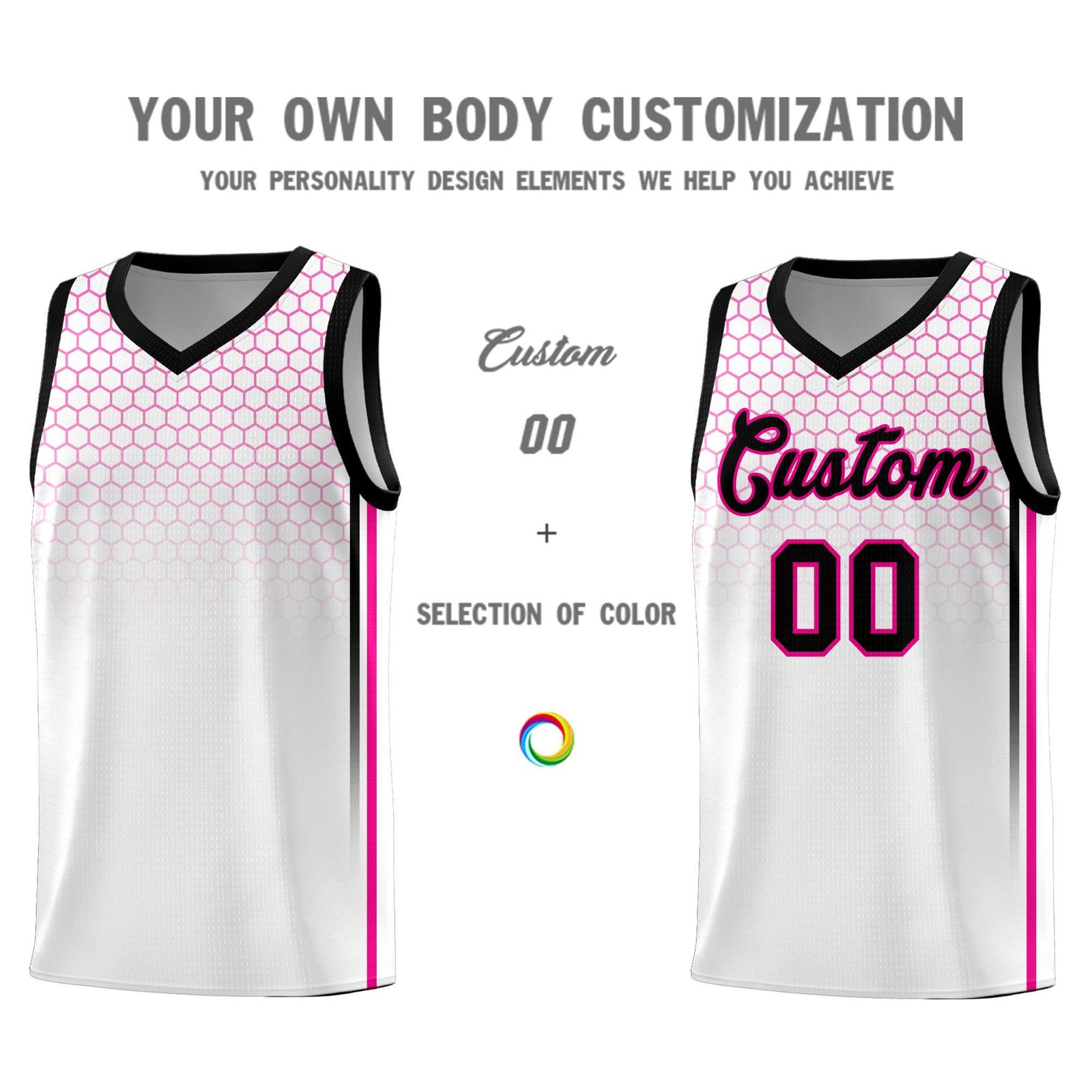 Custom White Personalized Honeycomb Pattern Sports Uniform Basketball Jersey