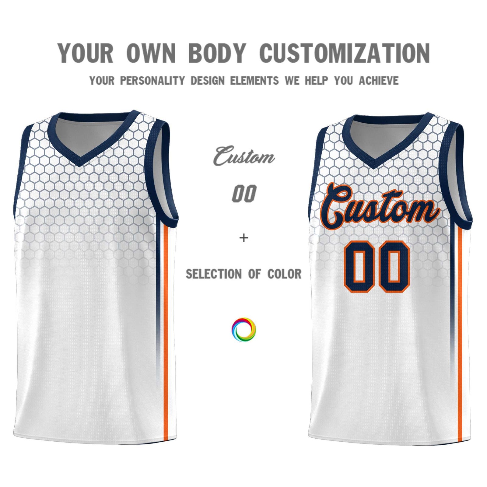 Custom White Personalized Honeycomb Pattern Sports Uniform Basketball Jersey