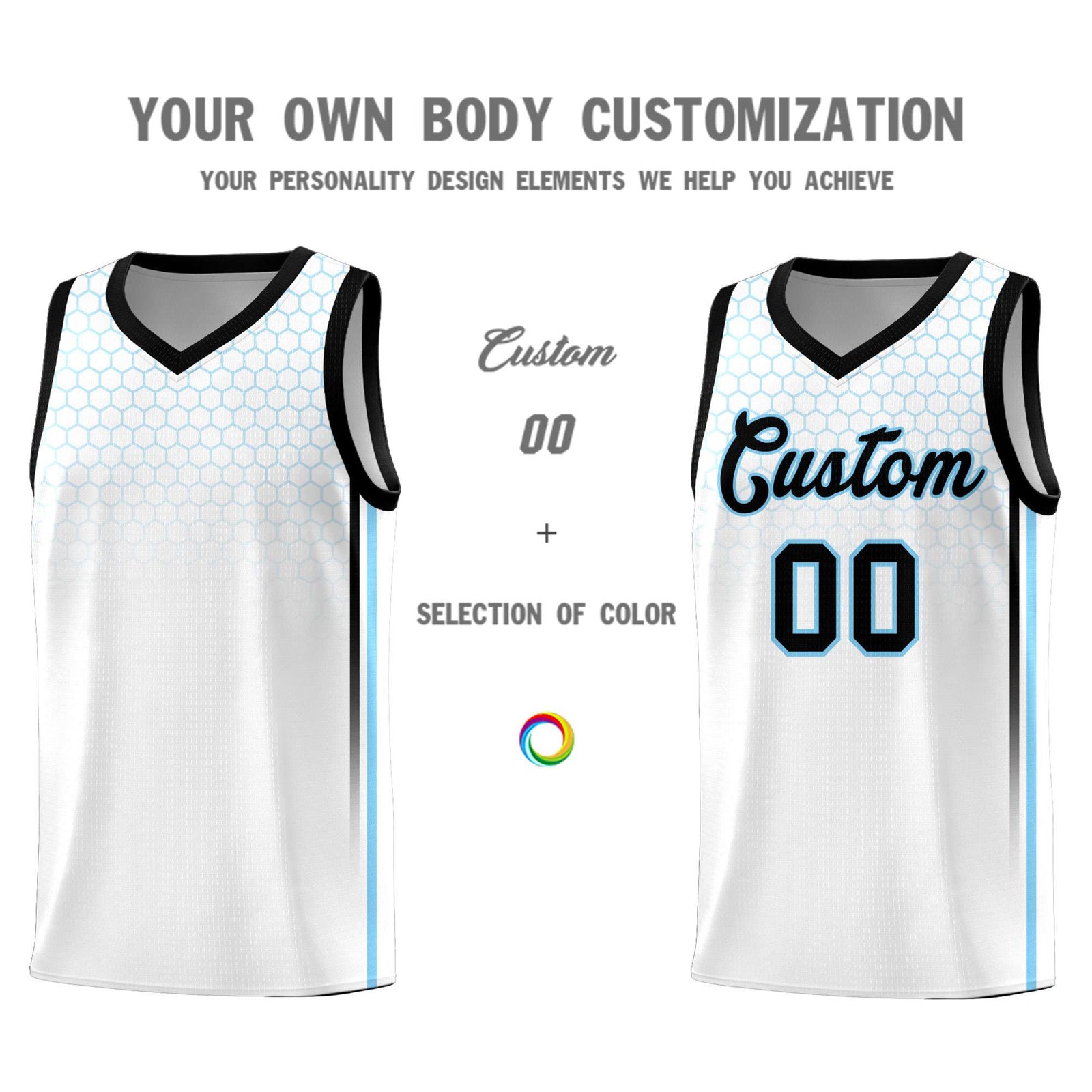 Custom White Personalized Honeycomb Pattern Sports Uniform Basketball Jersey