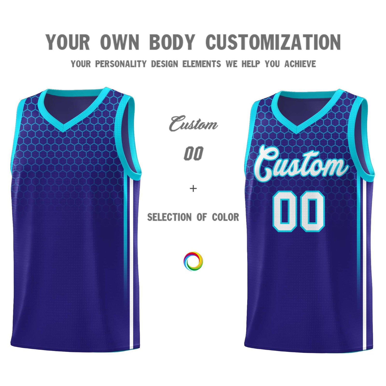 Custom Royal Personalized Honeycomb Pattern Sports Uniform Basketball Jersey