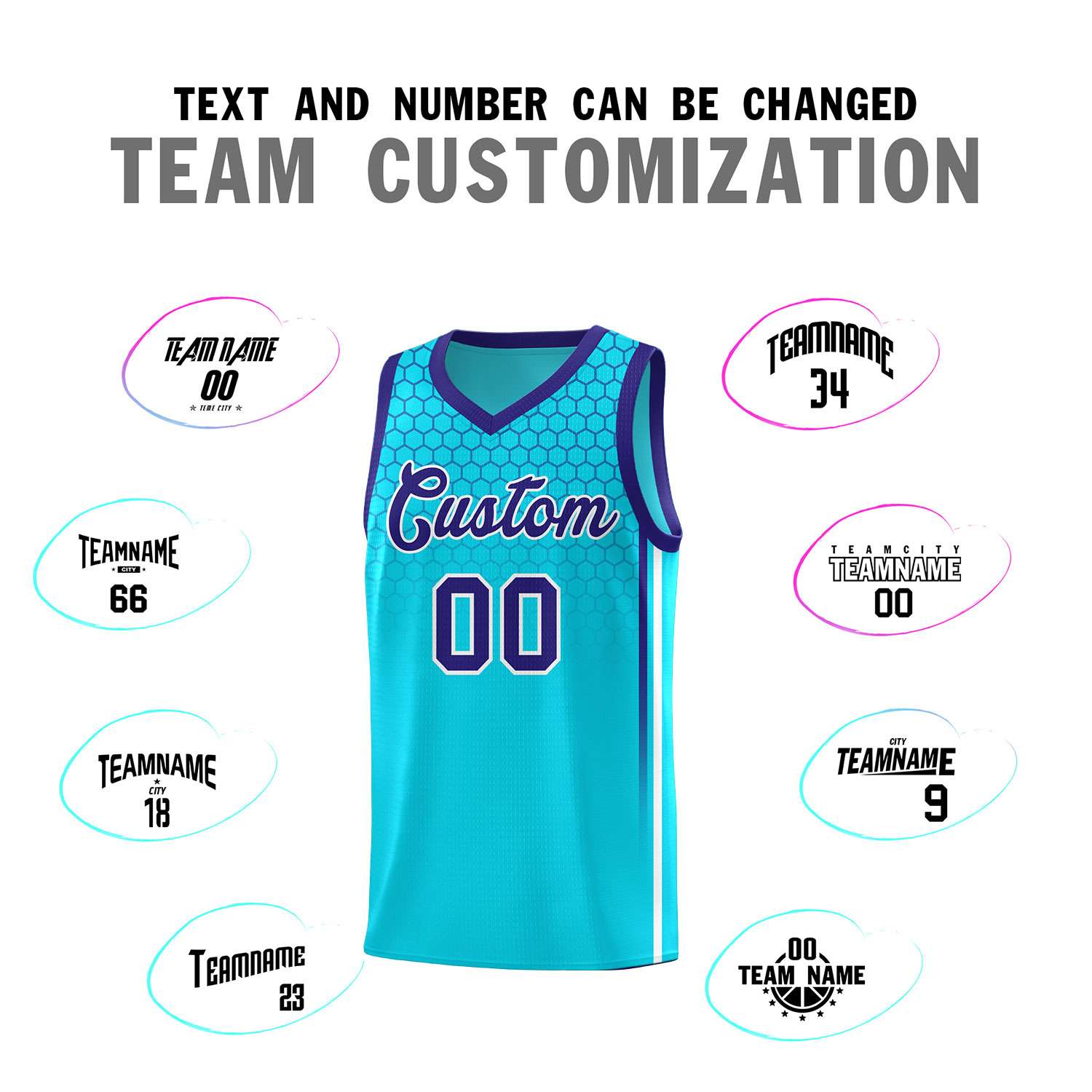 Custom Powder Blue Personalized Honeycomb Pattern Sports Uniform Basketball Jersey