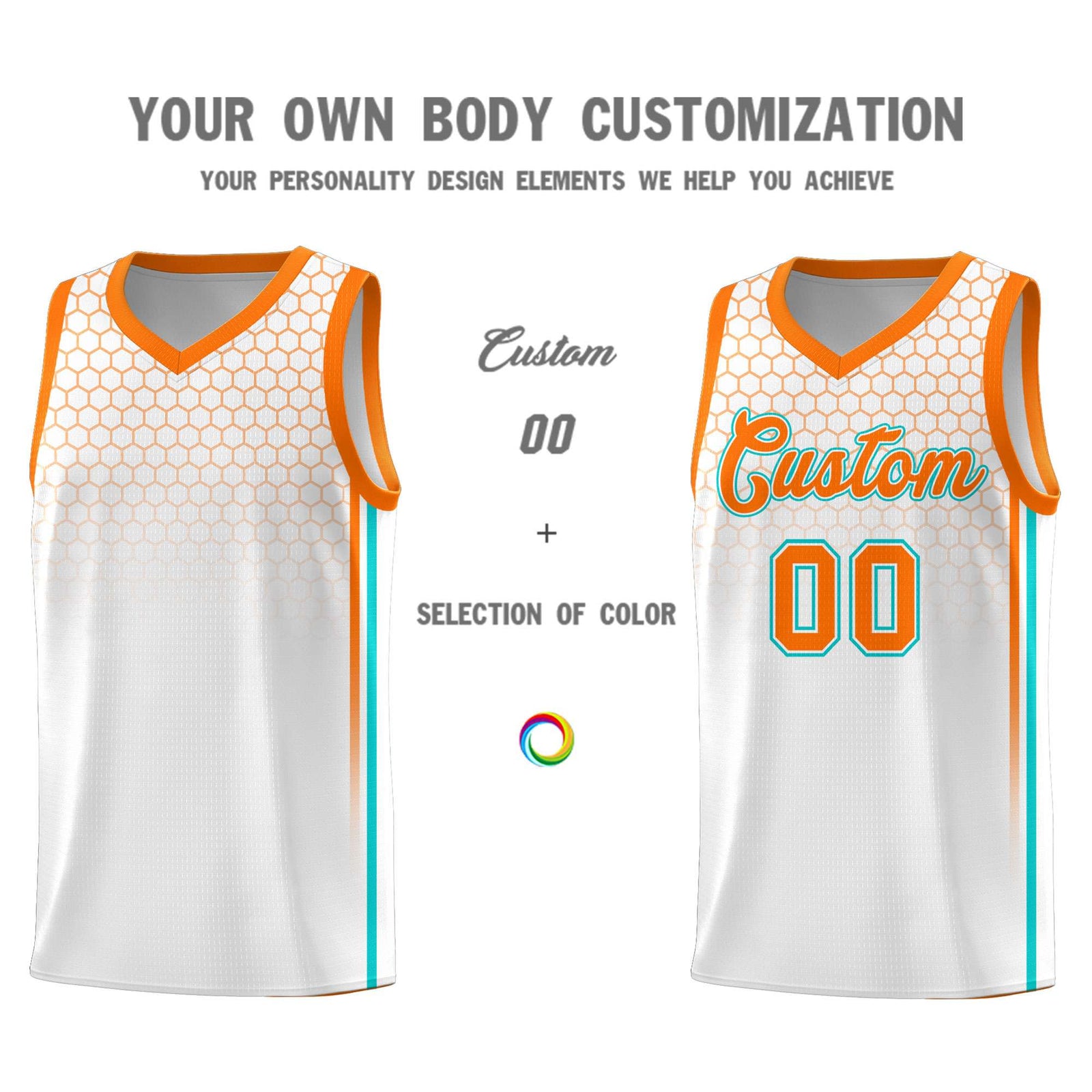 Custom White Personalized Honeycomb Pattern Sports Uniform Basketball Jersey