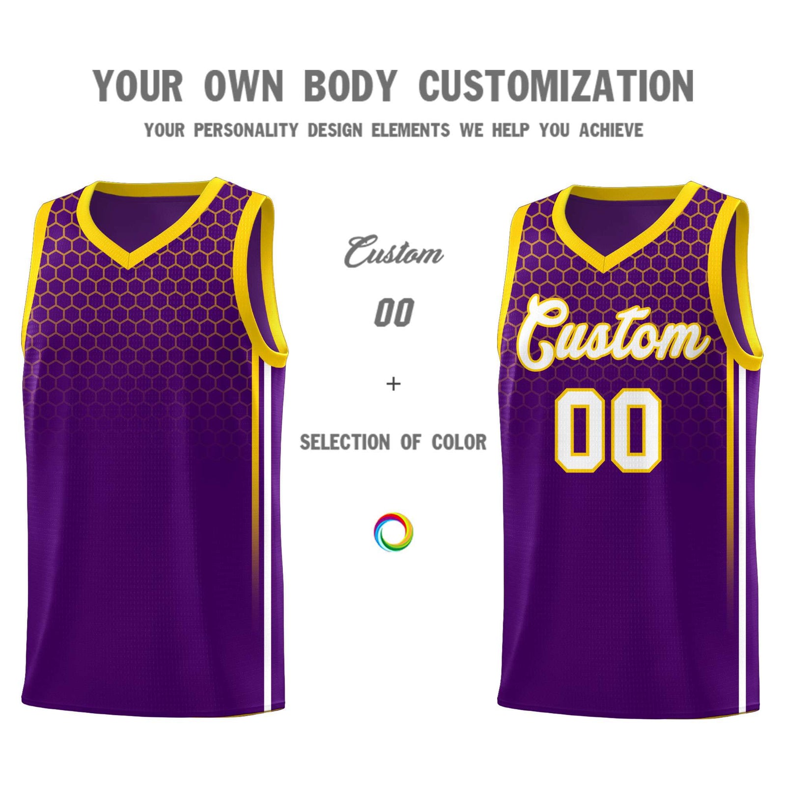 Custom Purple Personalized Honeycomb Pattern Sports Uniform Basketball Jersey