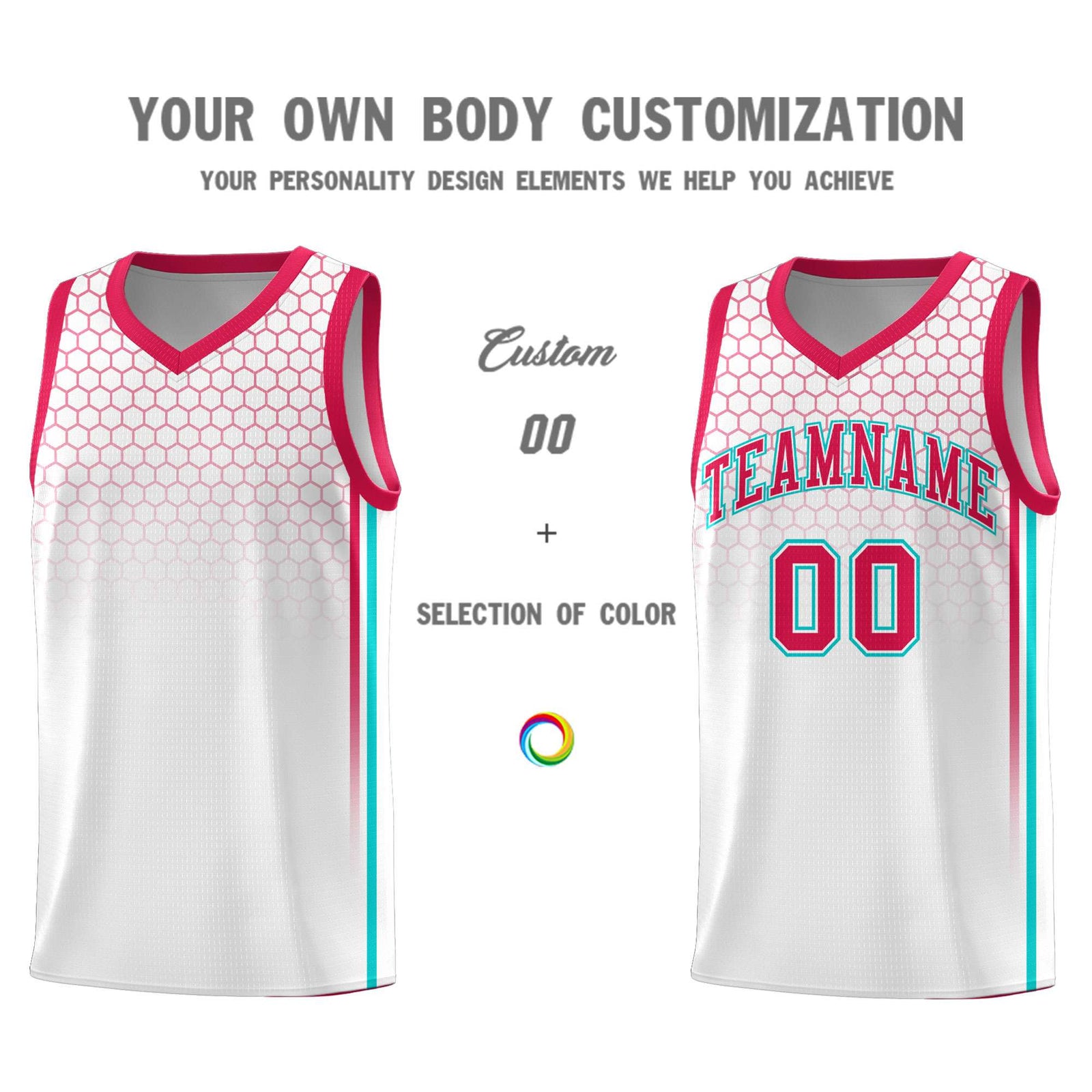 Custom White Personalized Honeycomb Pattern Sports Uniform Basketball Jersey