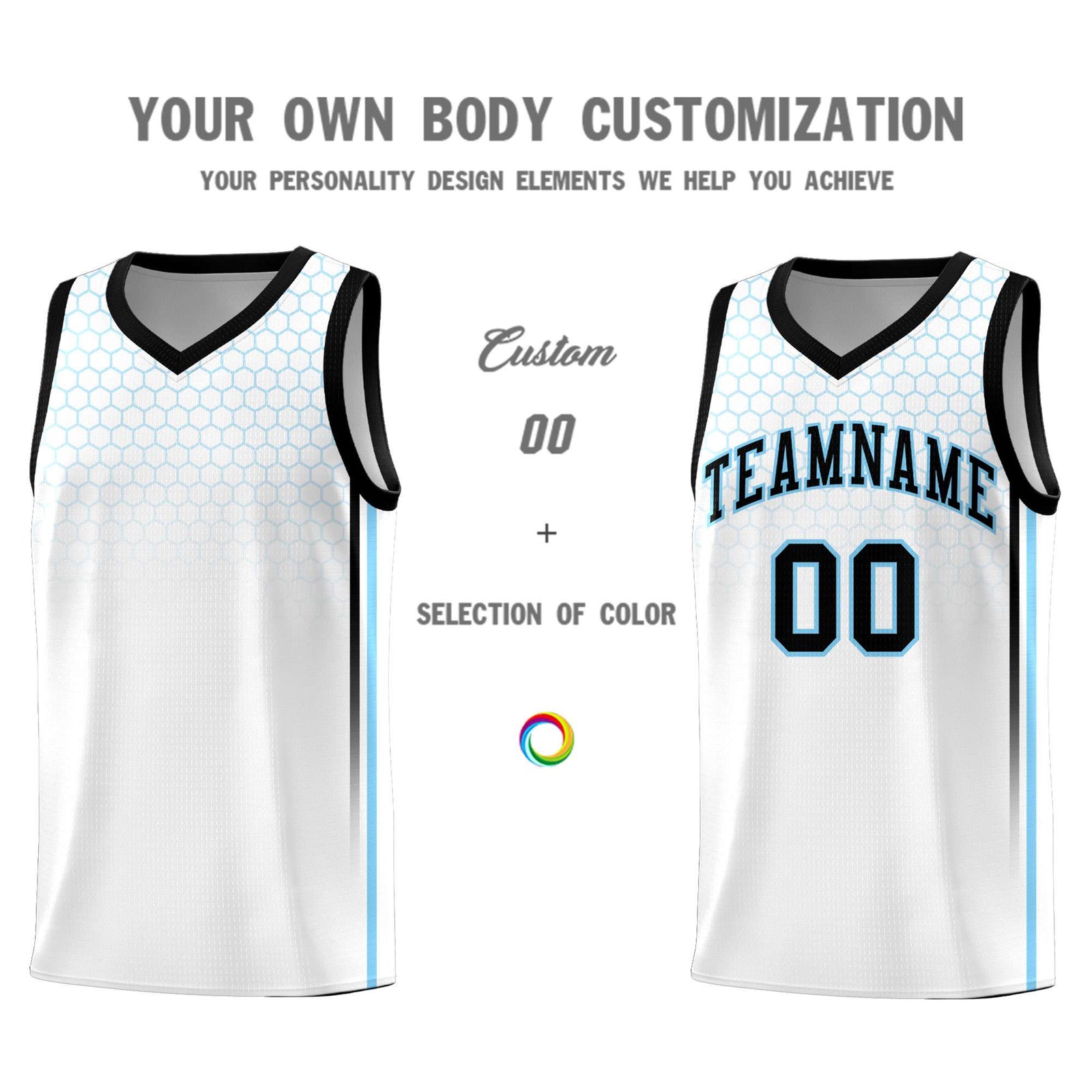 Custom White Personalized Honeycomb Pattern Sports Uniform Basketball Jersey