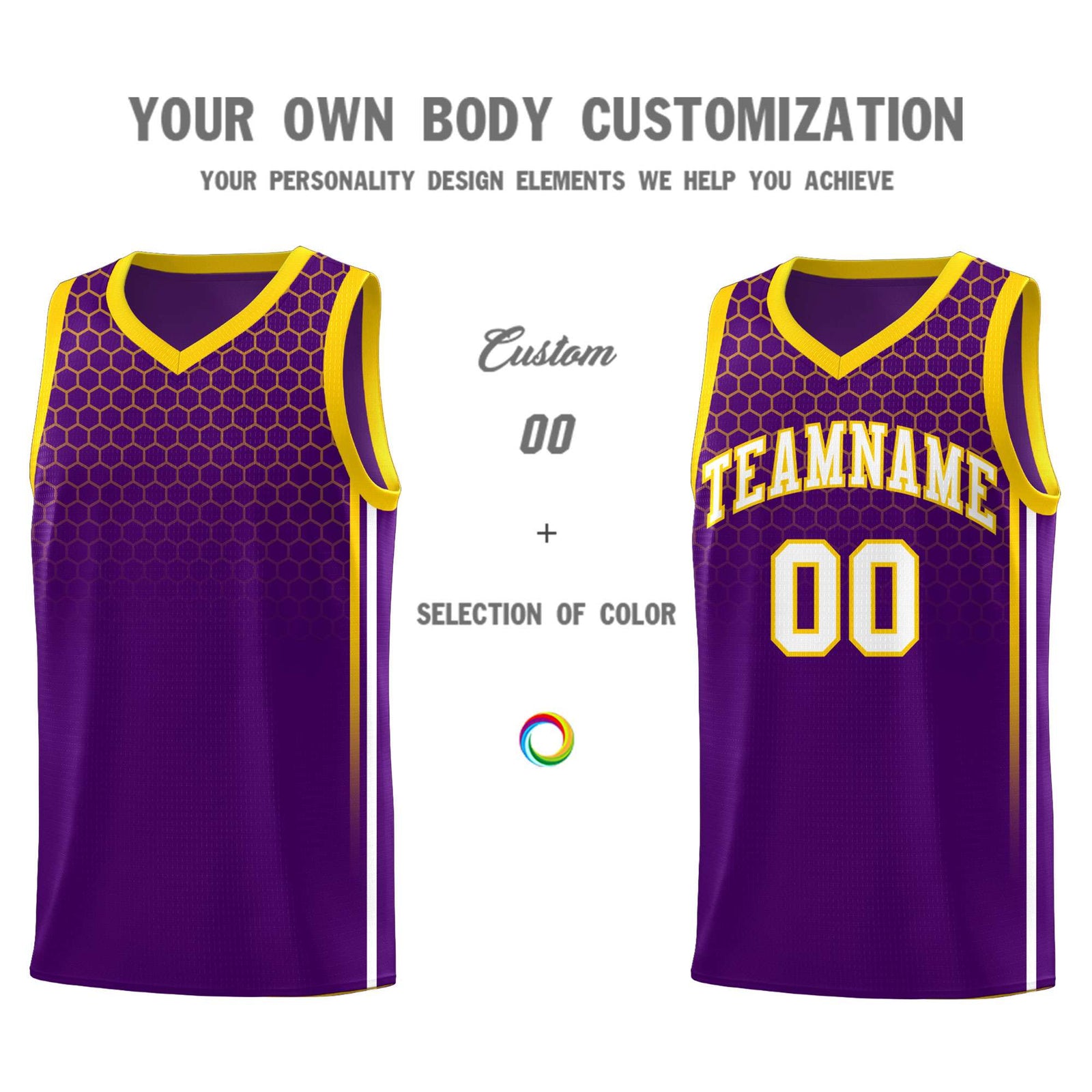 Custom Purple Personalized Honeycomb Pattern Sports Uniform Basketball Jersey