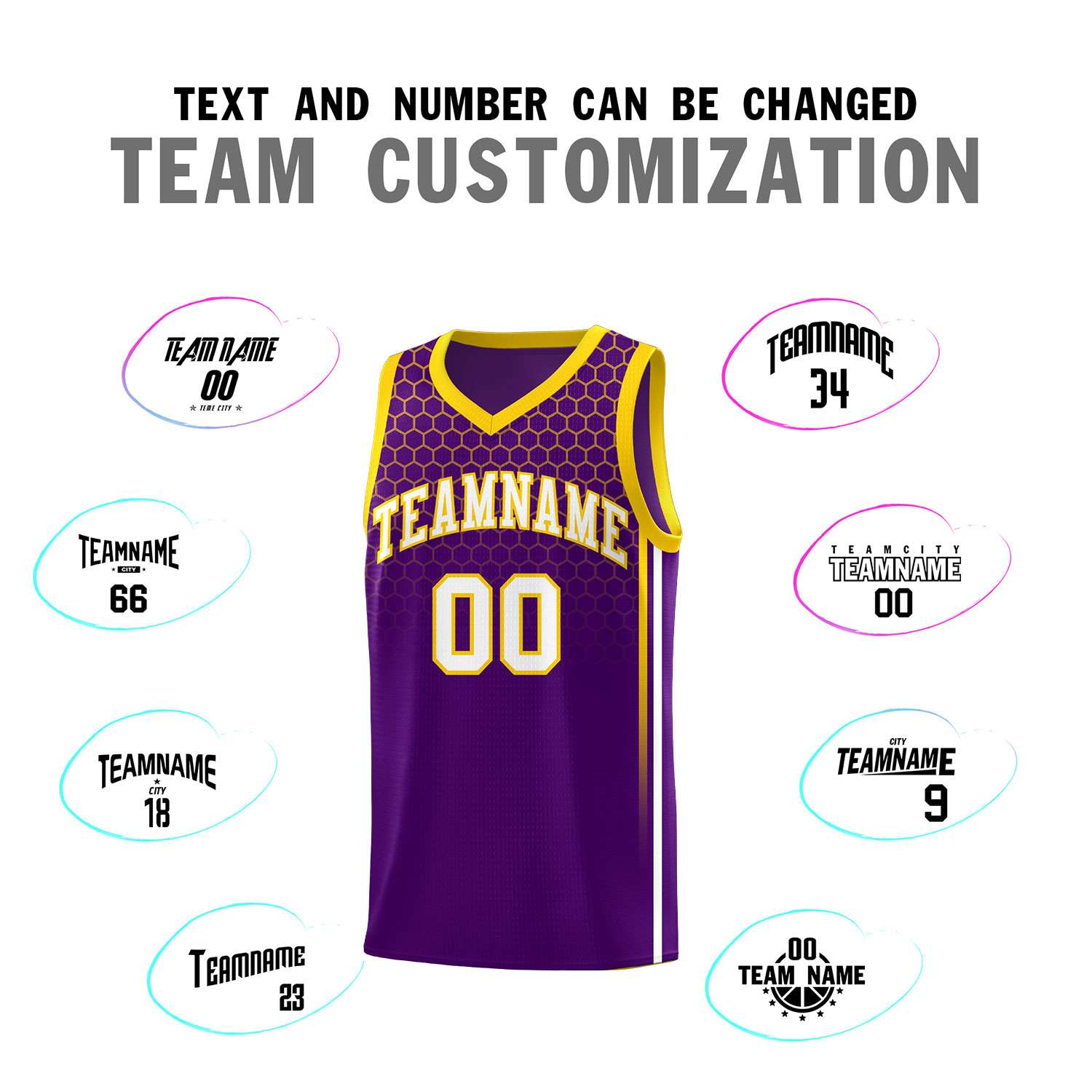 Custom Purple Personalized Honeycomb Pattern Sports Uniform Basketball Jersey