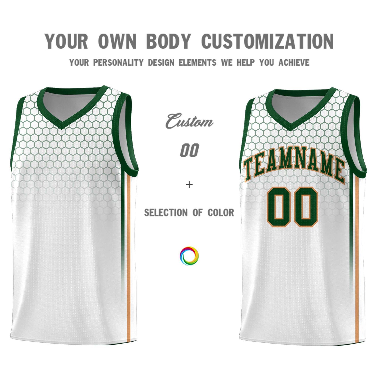 Custom White Personalized Honeycomb Pattern Sports Uniform Basketball Jersey