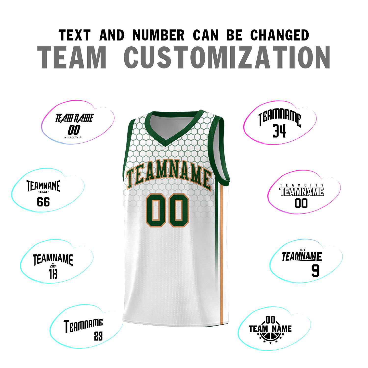 Custom White Personalized Honeycomb Pattern Sports Uniform Basketball Jersey