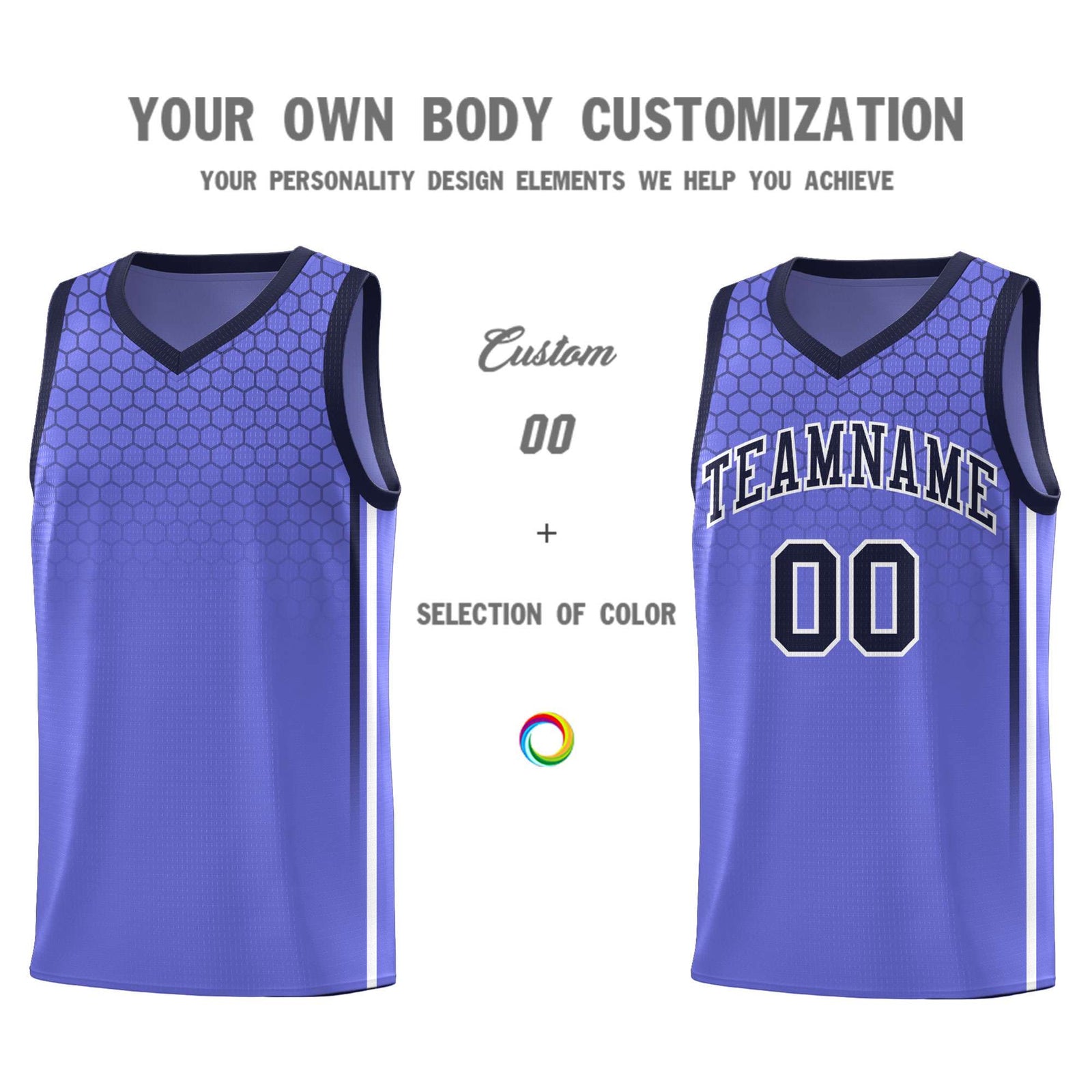 Custom Purple Personalized Honeycomb Pattern Sports Uniform Basketball Jersey