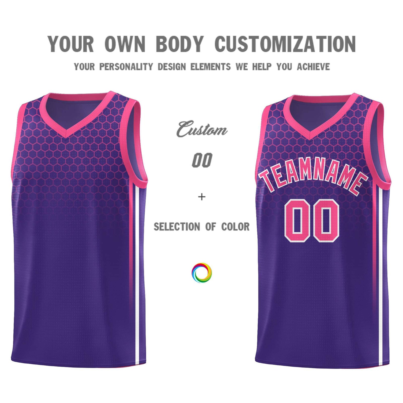 Custom Purple Personalized Honeycomb Pattern Sports Uniform Basketball Jersey