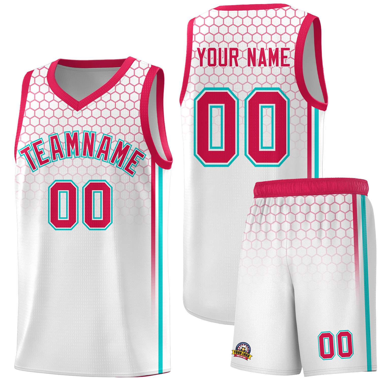 Custom White Personalized Honeycomb Pattern Sports Uniform Basketball Jersey