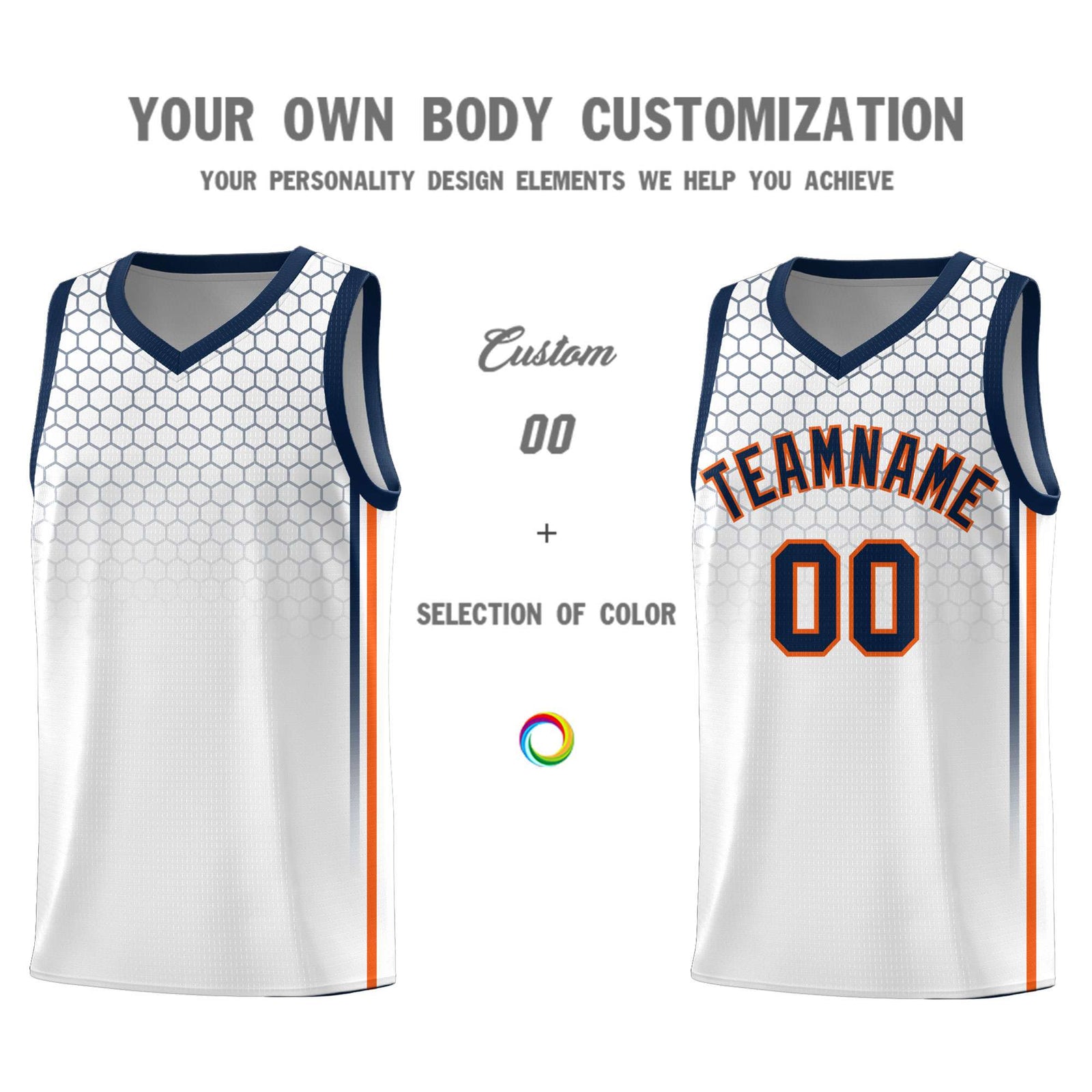 Custom White Personalized Honeycomb Pattern Sports Uniform Basketball Jersey