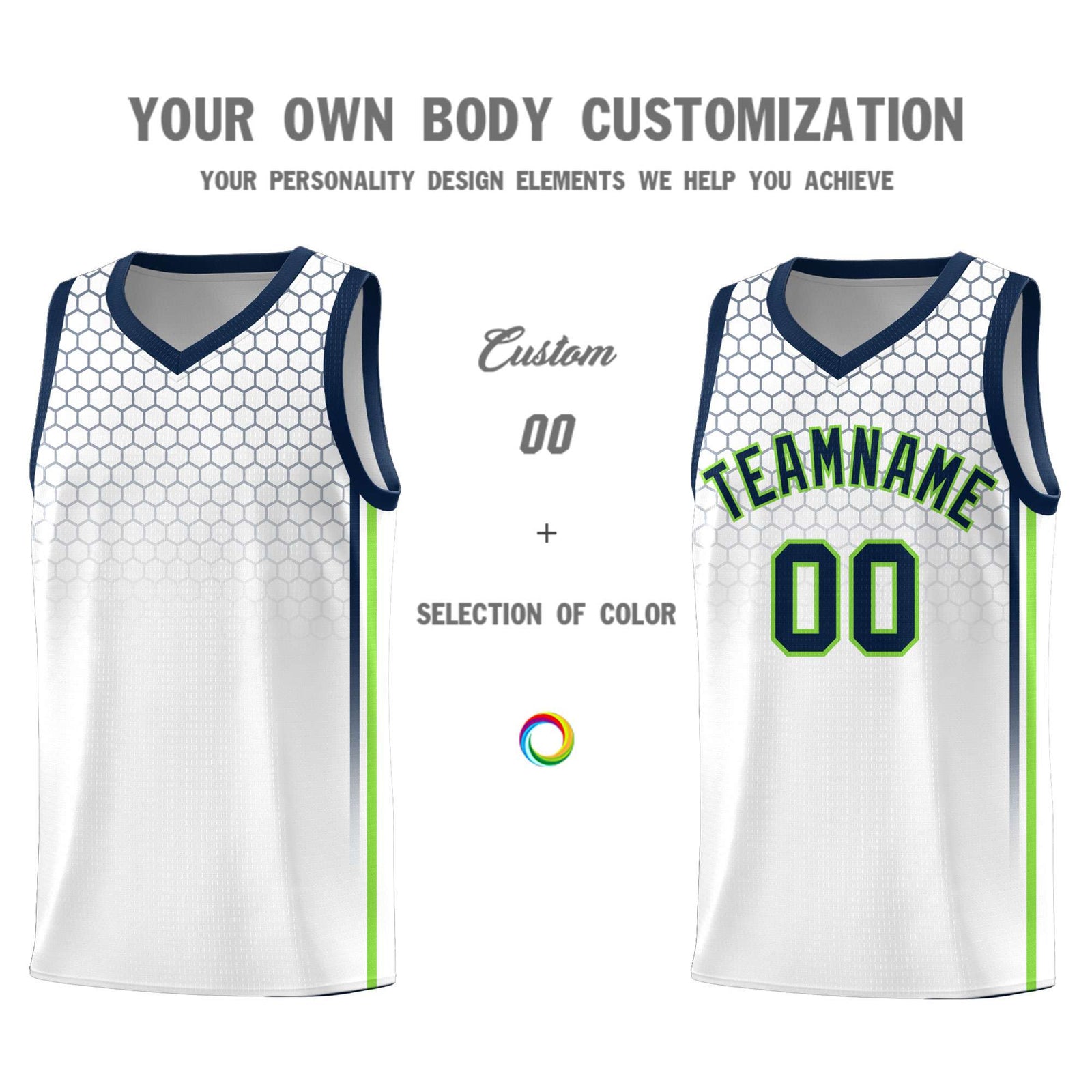Custom White Personalized Honeycomb Pattern Sports Uniform Basketball Jersey