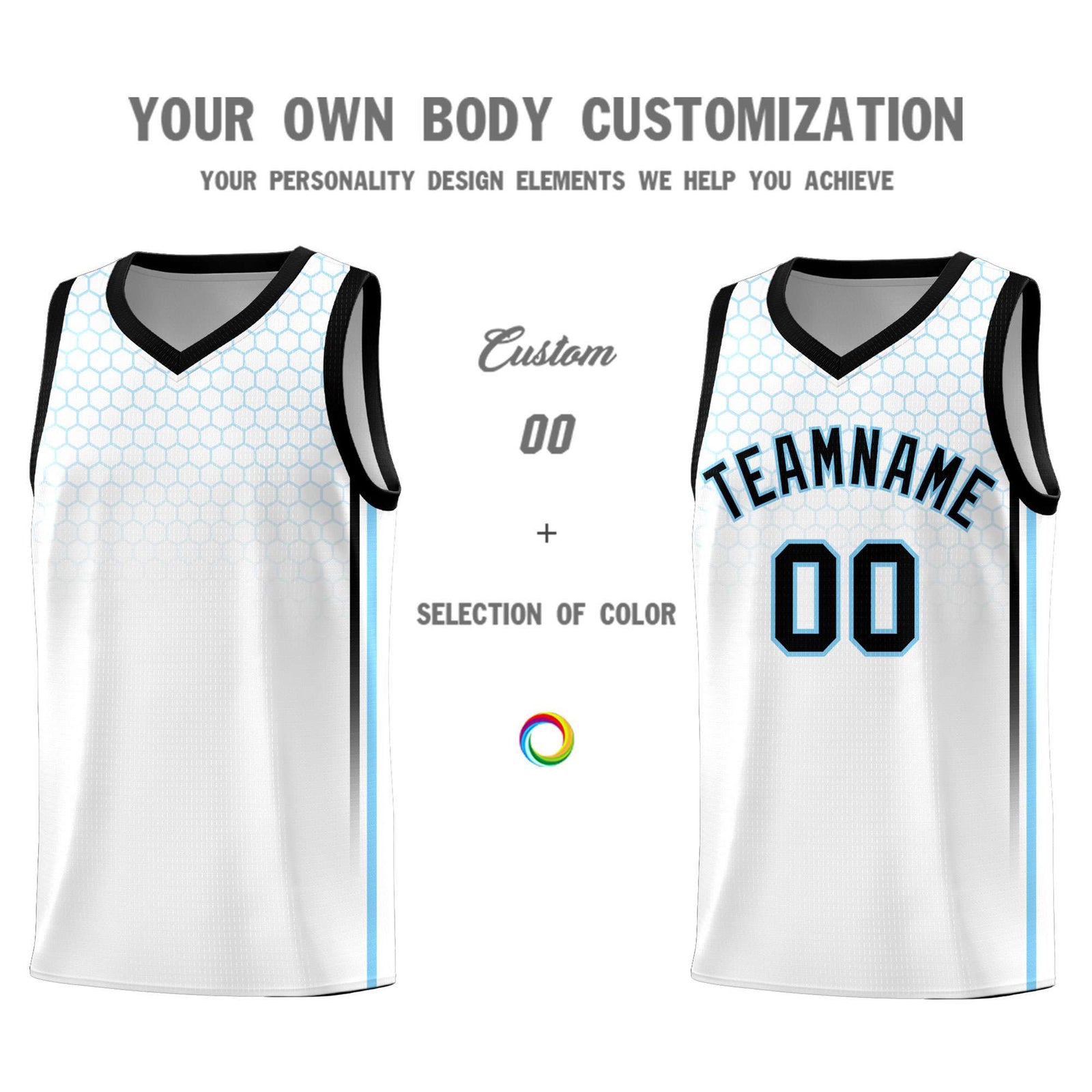 Custom White Personalized Honeycomb Pattern Sports Uniform Basketball Jersey