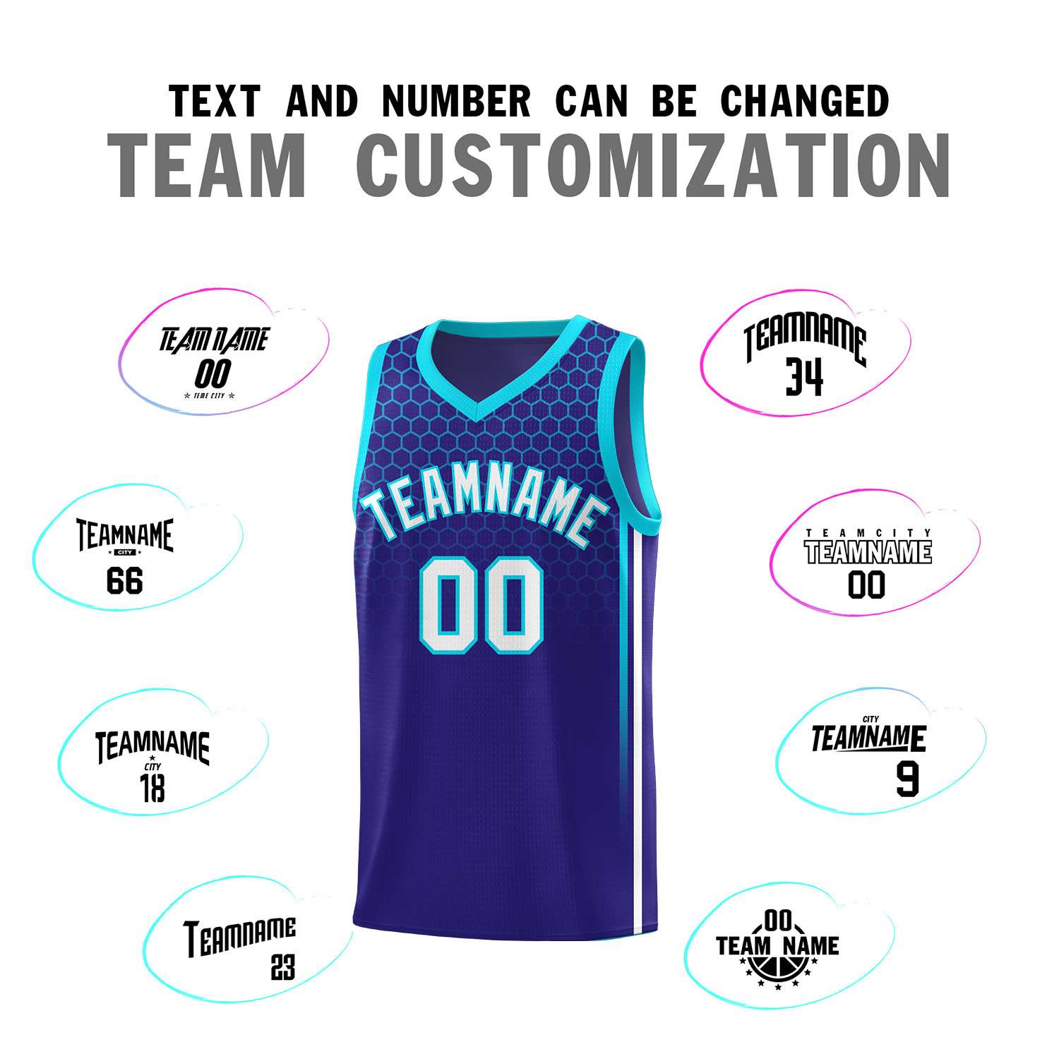 Custom Royal Personalized Honeycomb Pattern Sports Uniform Basketball Jersey