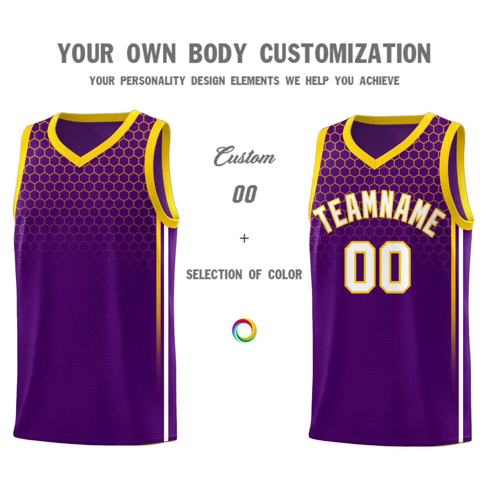 Custom Purple Personalized Honeycomb Pattern Sports Uniform Basketball Jersey