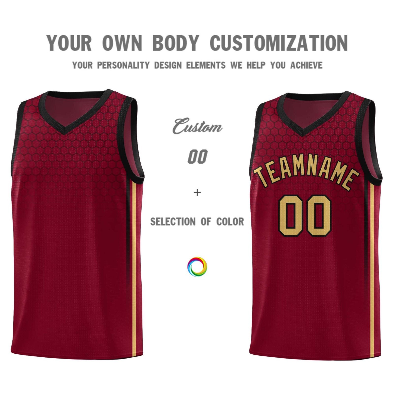 Custom Crimson Personalized Honeycomb Pattern Sports Uniform Basketball Jersey