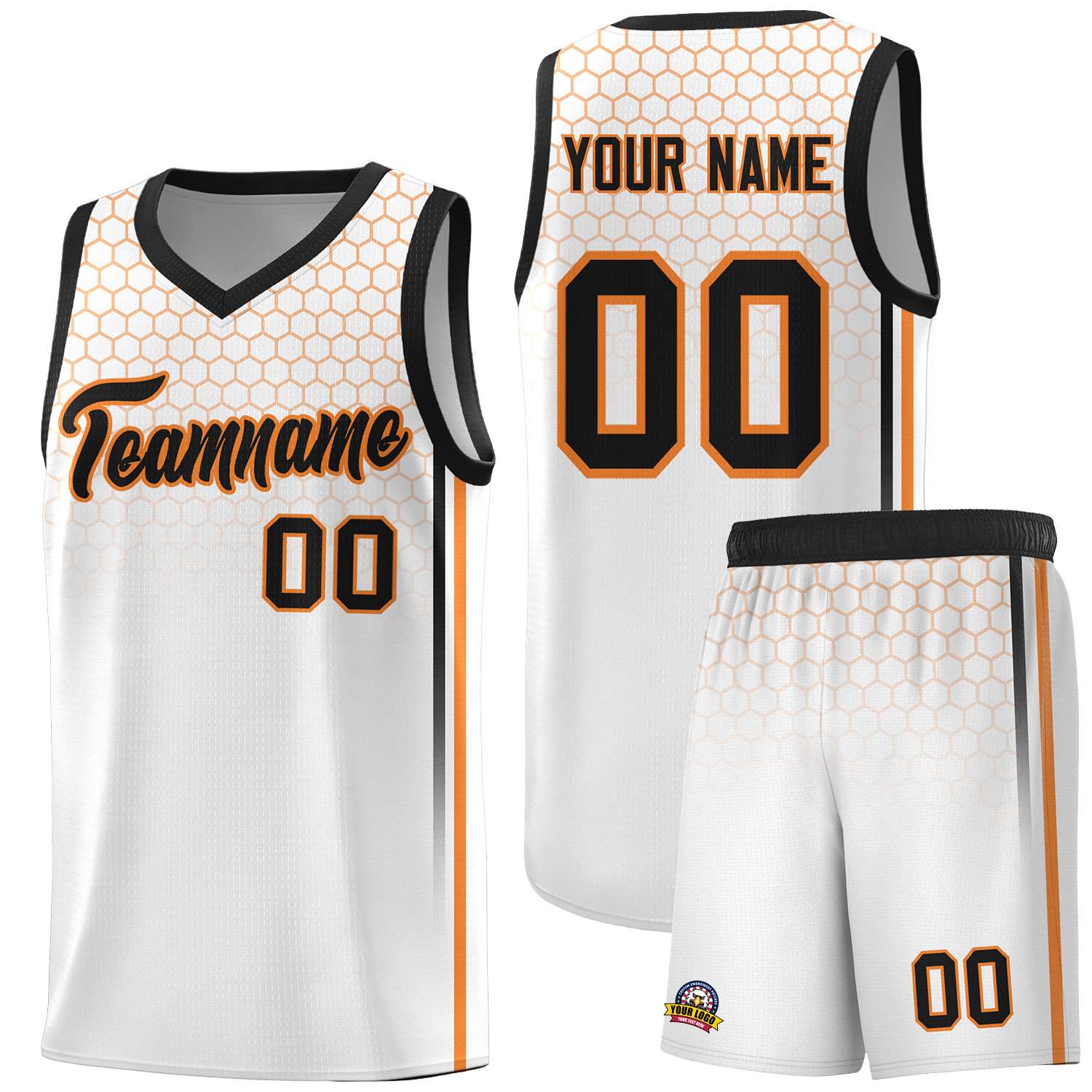 Custom White Personalized Honeycomb Pattern Sports Uniform Basketball Jersey