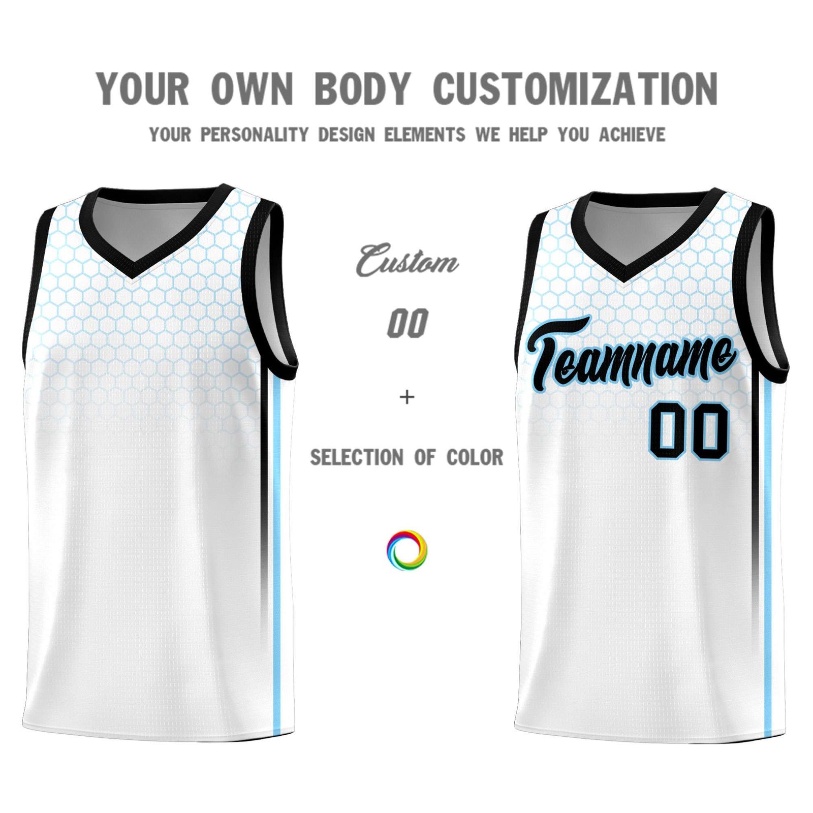 Custom White Personalized Honeycomb Pattern Sports Uniform Basketball Jersey
