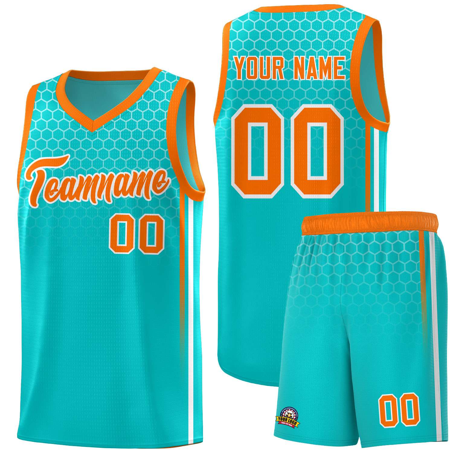 Custom Sky Blue Personalized Honeycomb Pattern Sports Uniform Basketball Jersey