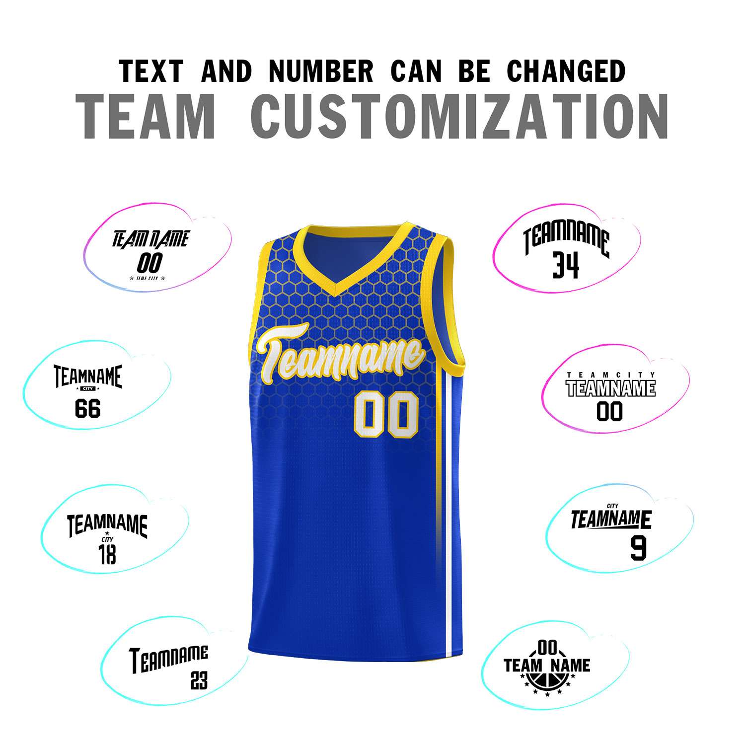 Custom Royal Personalized Honeycomb Pattern Sports Uniform Basketball Jersey