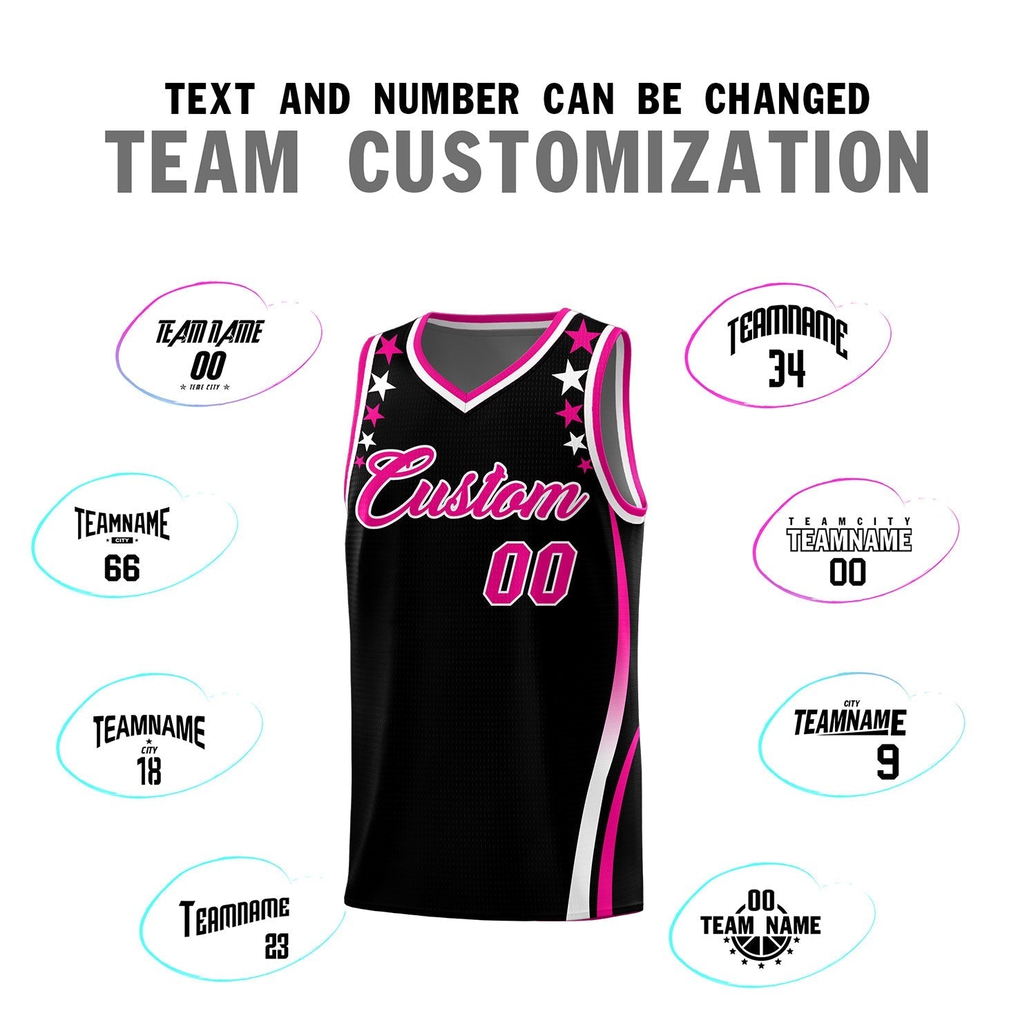 Custom Black Shoulders Star Pattern Side Color Block Sports Uniform Basketball Kits