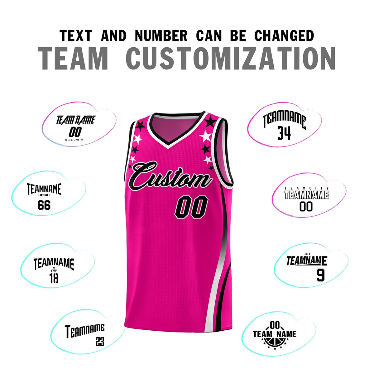 Custom Red Shoulders Star Pattern Side Color Block Sports Uniform Basketball Kits