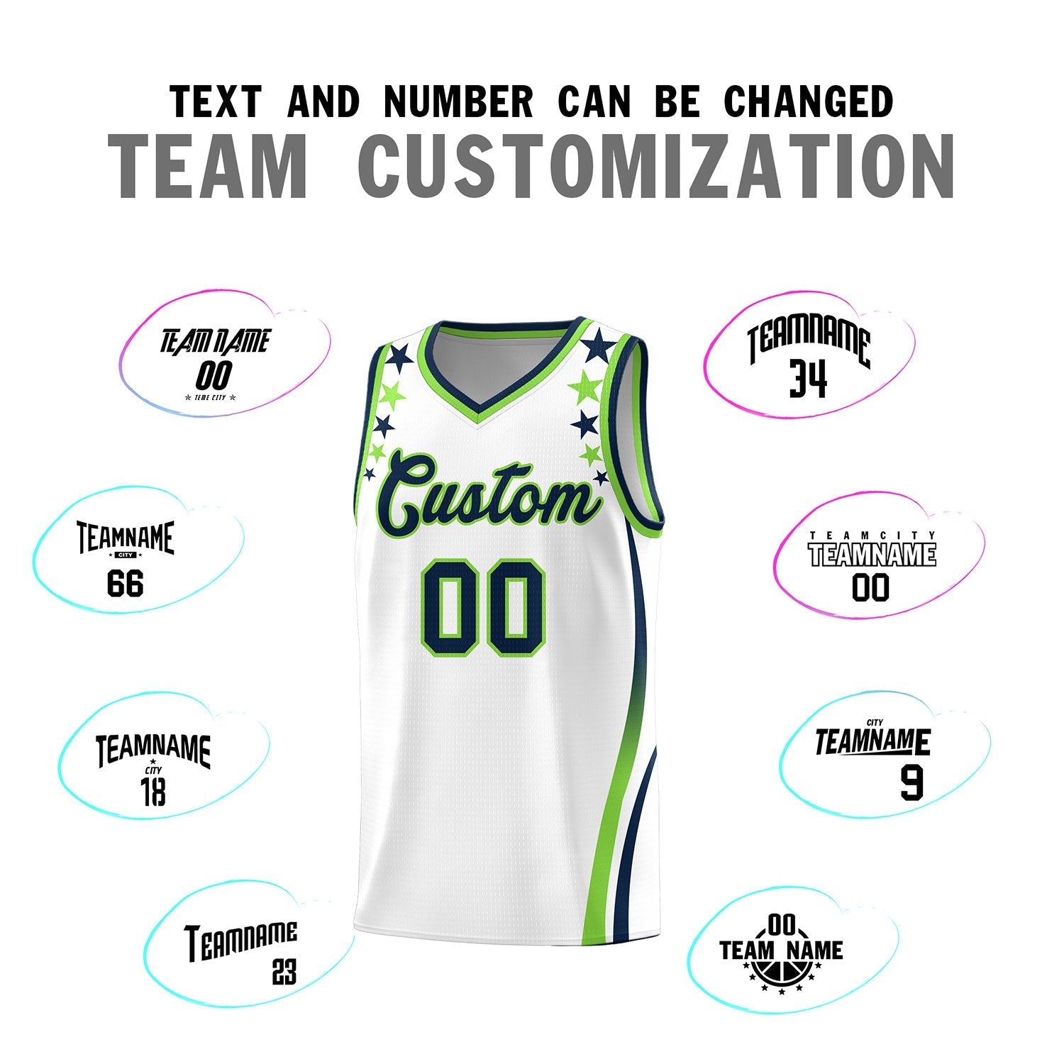 Custom White Shoulders Star Pattern Side Color Block Sports Uniform Basketball Kits